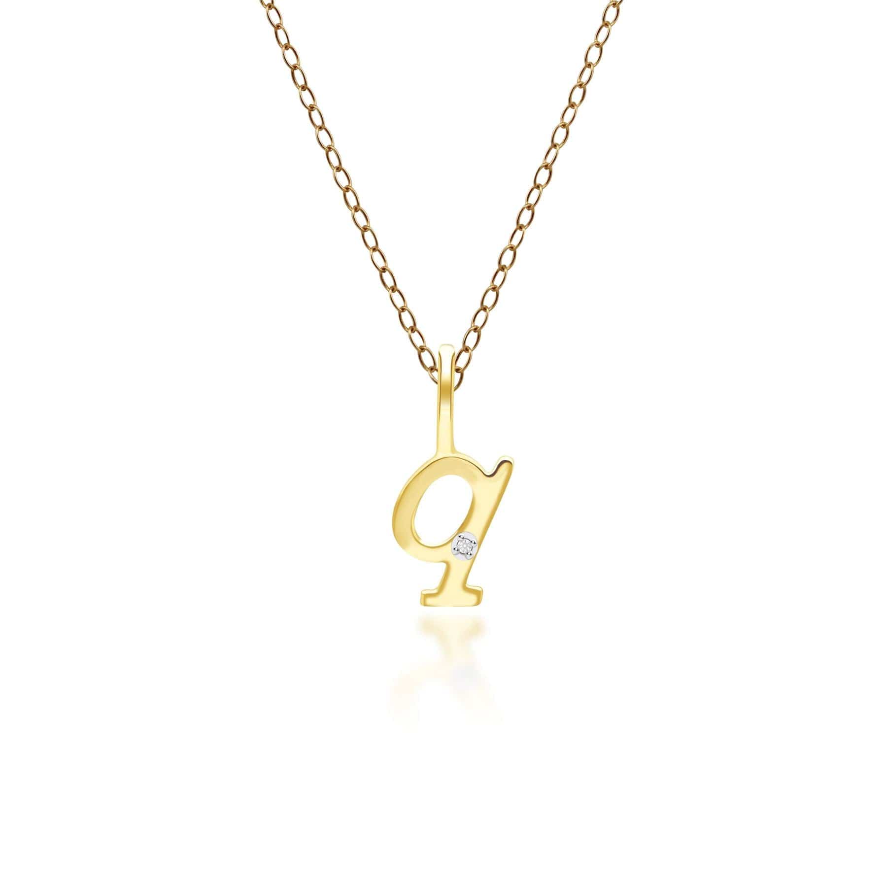 191P0788019 Alphabet Letter Q Diamond pendant in 9ct Yellow Gold Front
