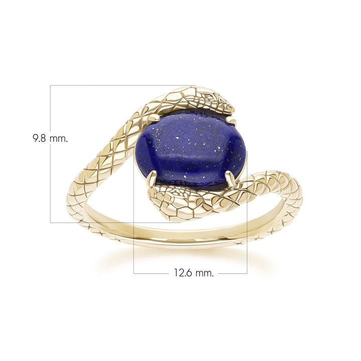 ECFEW™ Oval Lapis Lazuli by pass snake set cabochon ring in gold vermeil sterling silver
