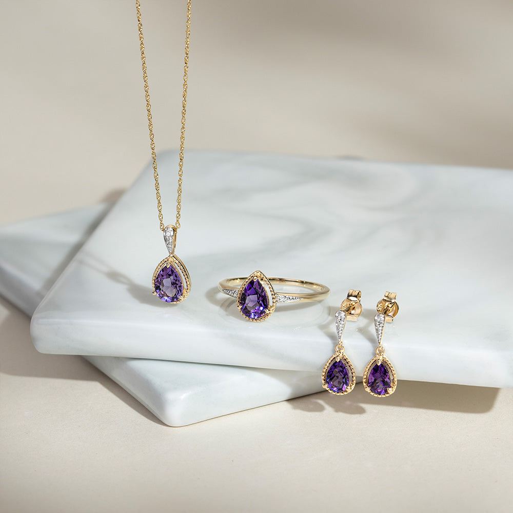 classic-pear-amethyst-diamond-drop-earrings-in-9ct-yellow-gold-135e1912019 Flatlay