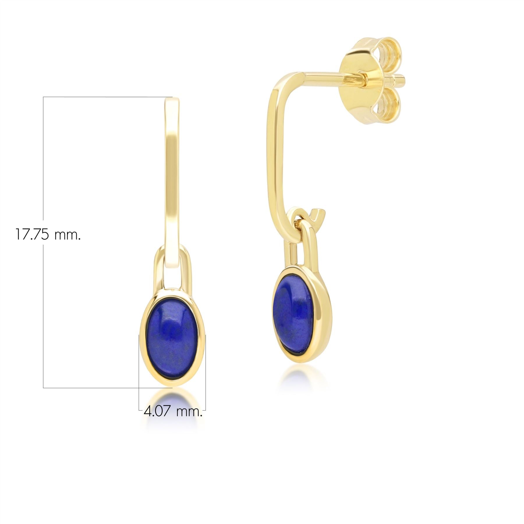 Classic Oval Lapis Lazuli Drop Earrings in 9ct Yellow Gold