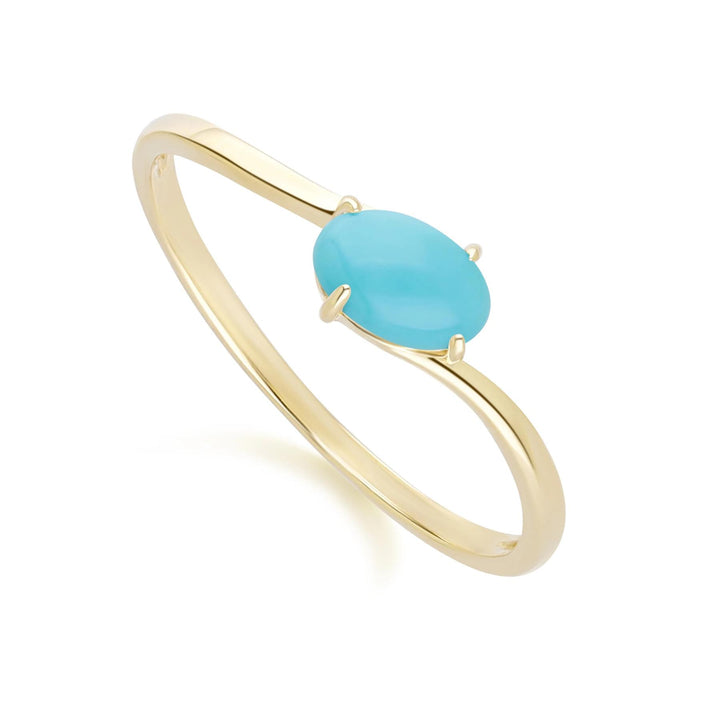 Classic Oval Turquoise Ring in 9ct Yellow Gold 6x4mm