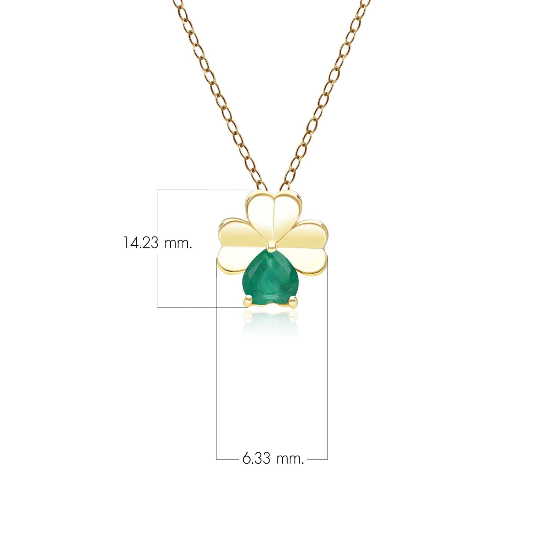 135P2126029 Gardenia Emerald Clover Pendant Necklace in 9ct Yellow Gold Dimensions