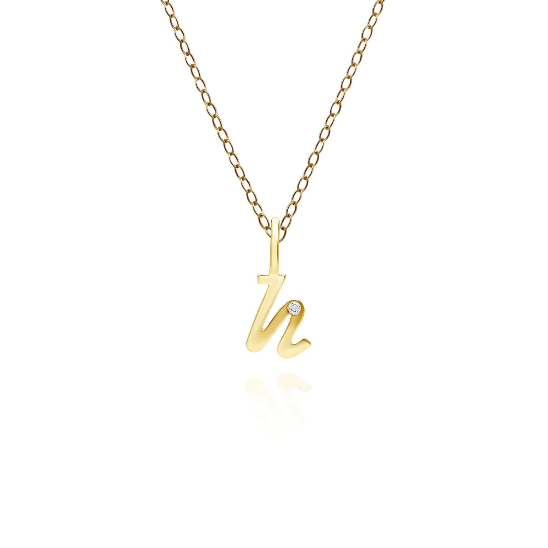 191P0779019 Alphabet Letter H Diamond pendant in 9ct Yellow Gold Front