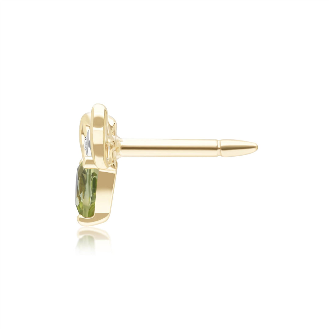 Honeycomb Art Nouveau Pear Shape Peridot and Diamond Bee Pin in 9ct Yellow Gold
