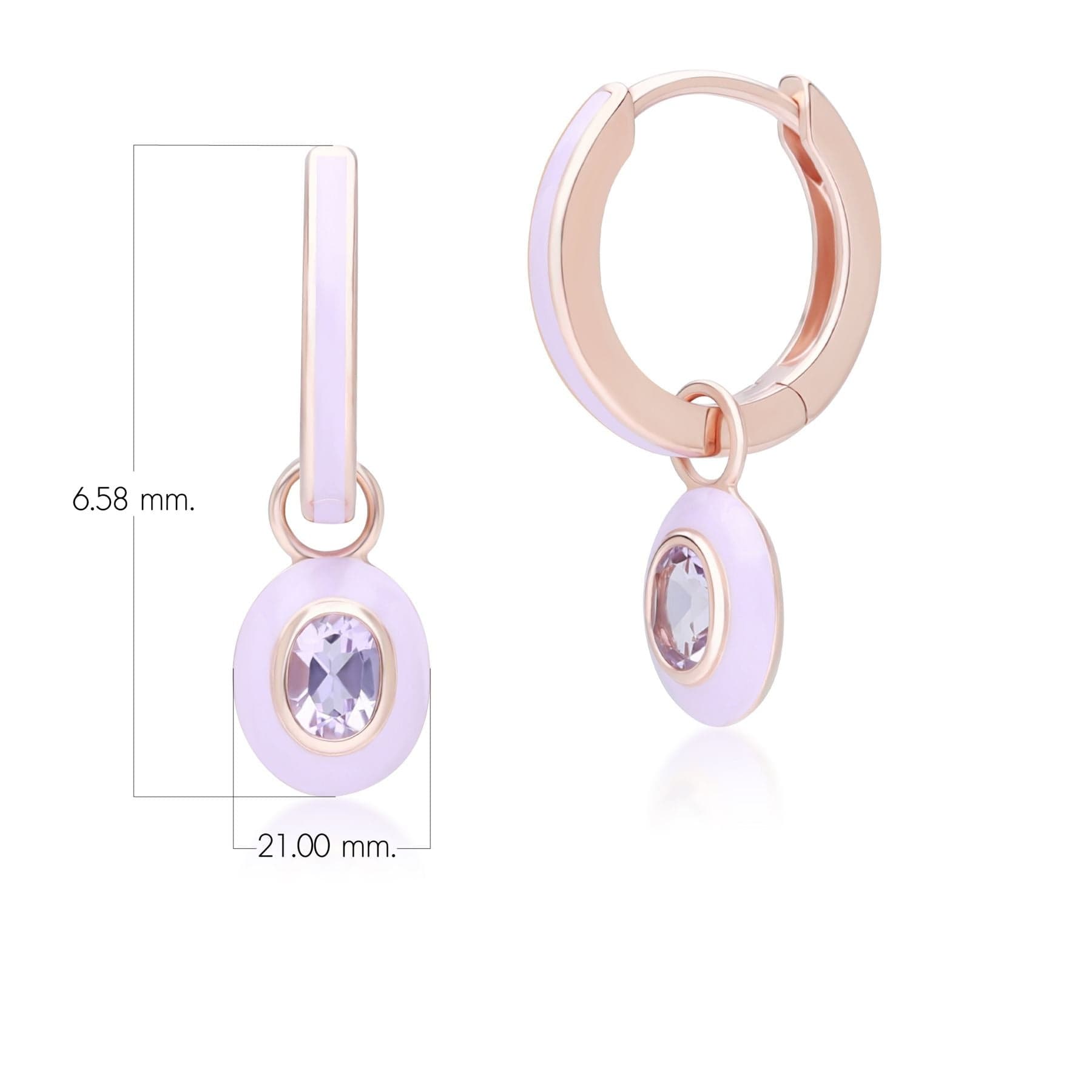 253E419001925 Siberian Waltz Violet Enamel & Pink Amethyst Hoop Earrings In 18ct Rose Gold Plated Sterling Silver Dimensions
