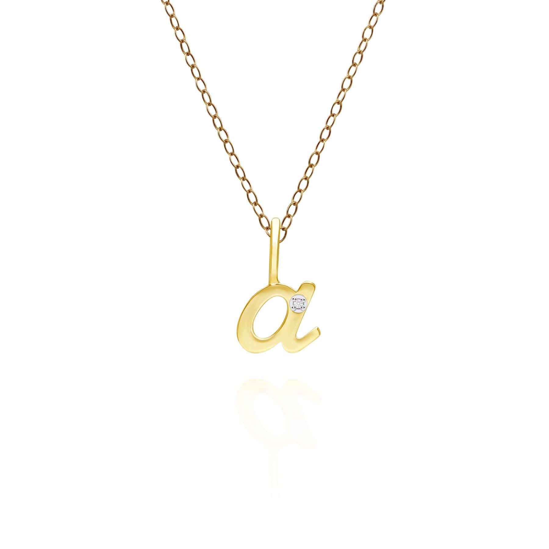 191P0772019 Alphabet Letter A Diamond pendant in 9ct Yellow Gold Front