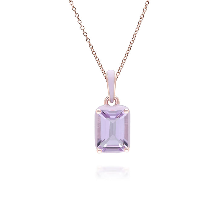 Siberian Waltz Violet Enamel & Octagon Amethyst Pendant Necklace In Rose Gold Vermeil
