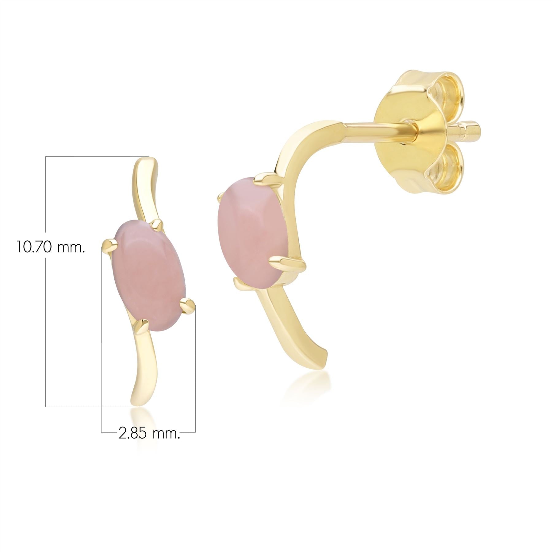 Classic Oval Pink Opal Half Hoop Earrings in 9ct Yellow Gold