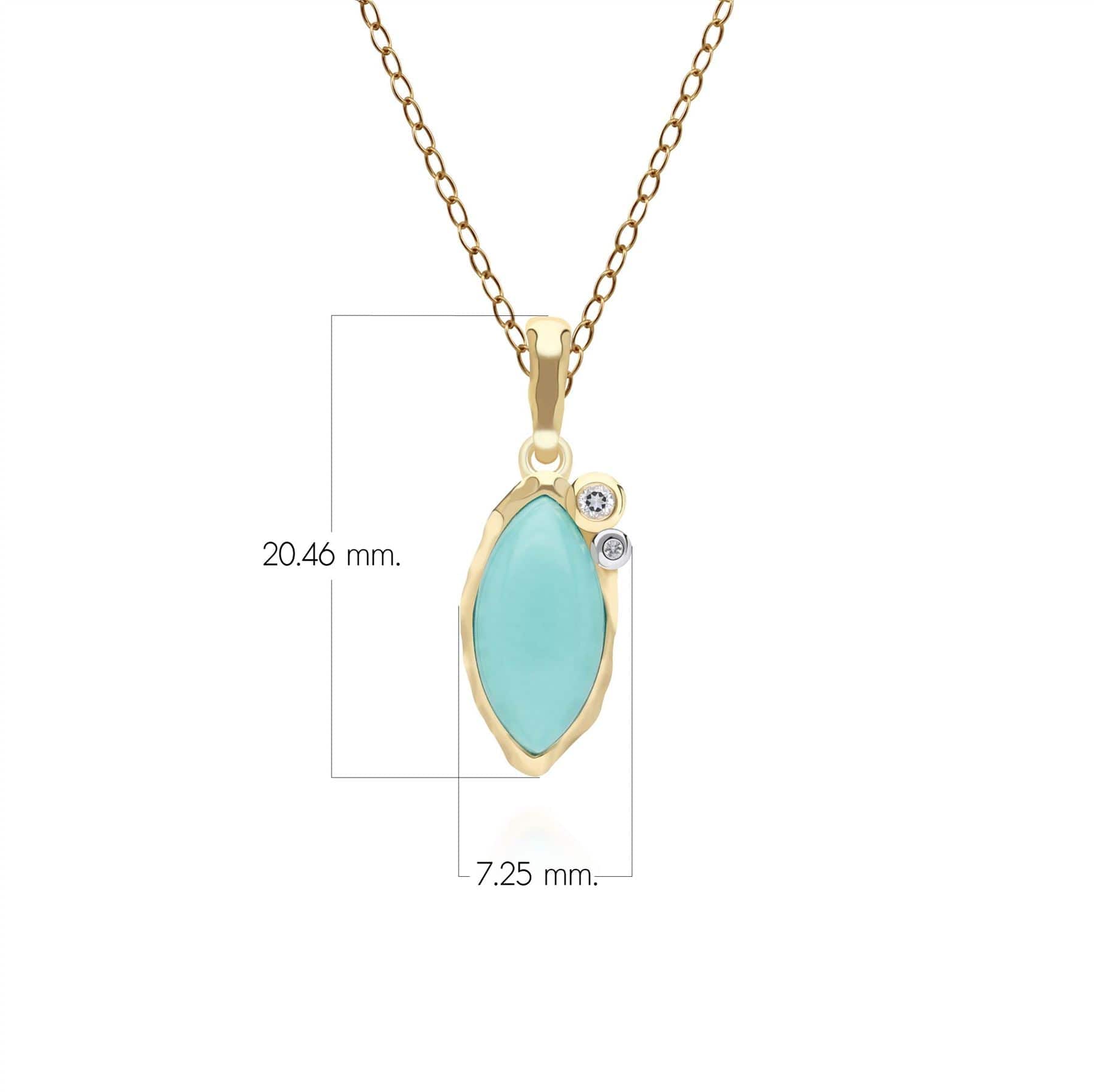 253P335203925 Irregular Marquise Turquoise & Topaz Pendant In 18ct Gold Plated SterlIng Silver Dimensions