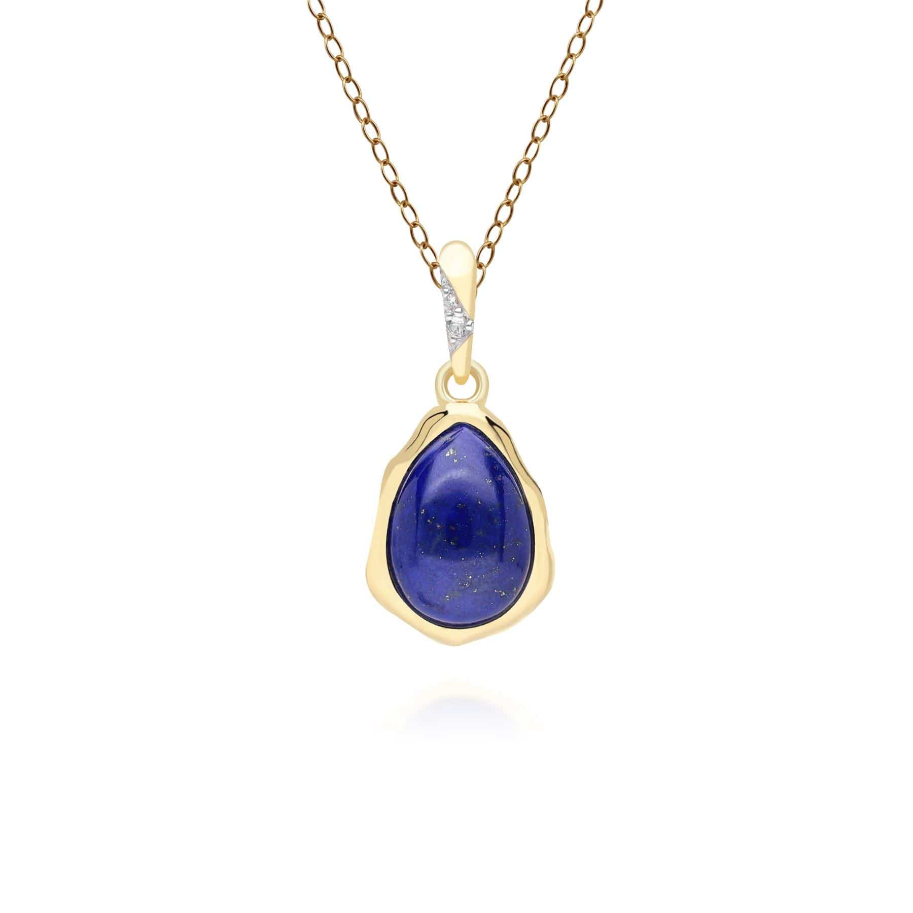 Irregular Lapis Lazuli & Topaz Pendant In 18ct Gold Plated SterlIng Silver
