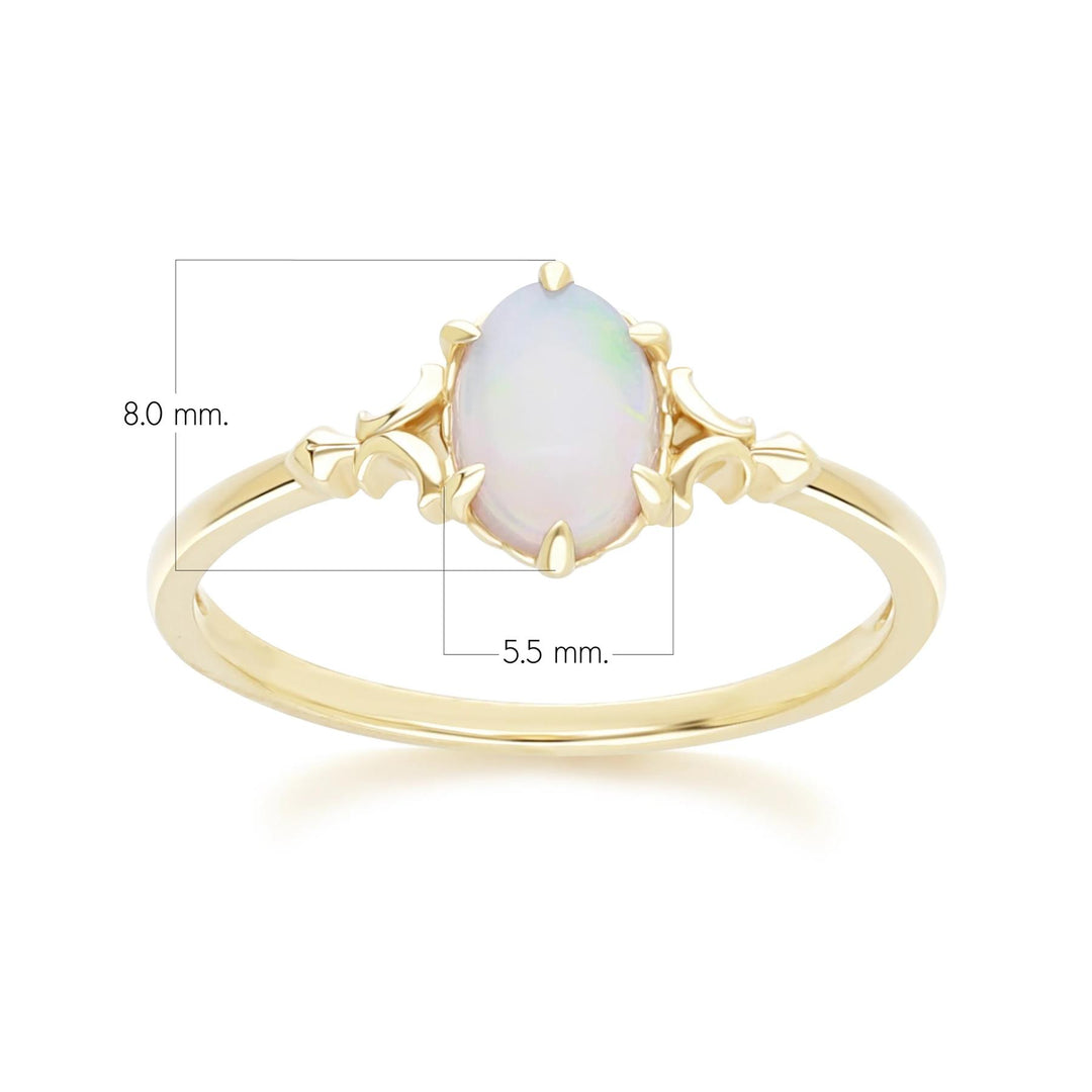 Classic Oval Opal Ring in 9ct Yellow Gold 7x5mm