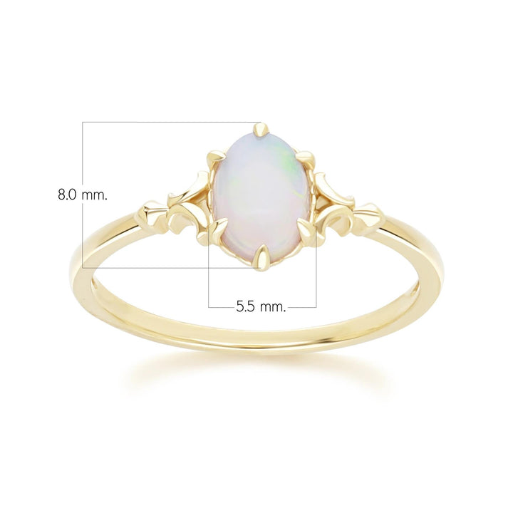 Classic Oval Opal Ring in 9ct Yellow Gold 7x5mm
