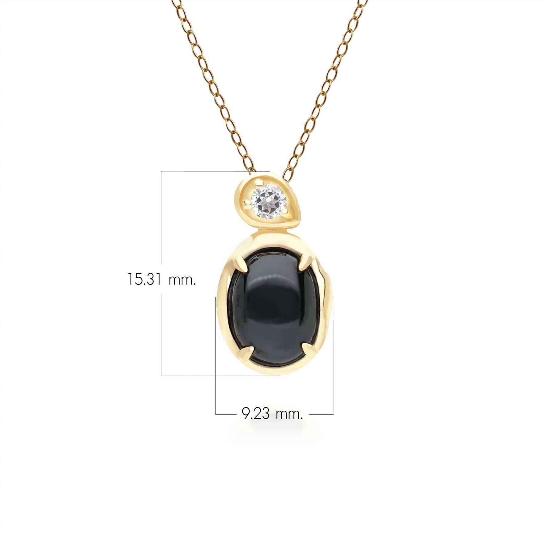 Irregular Black Onyx & Topaz Pendant In 18ct Gold Plated SterlIng Silver