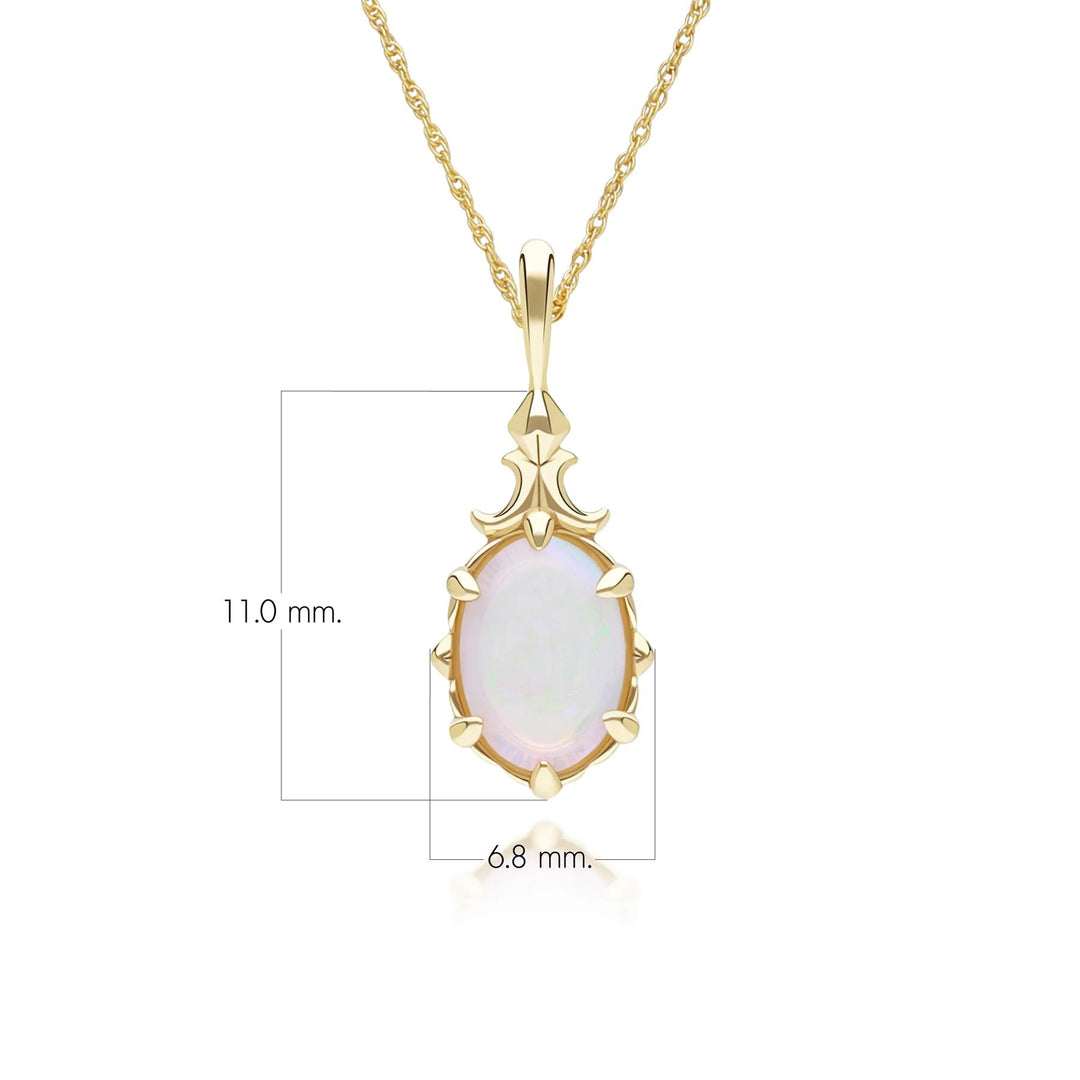 Classic Oval Opal Pendant Necklace in 9ct Yellow Gold