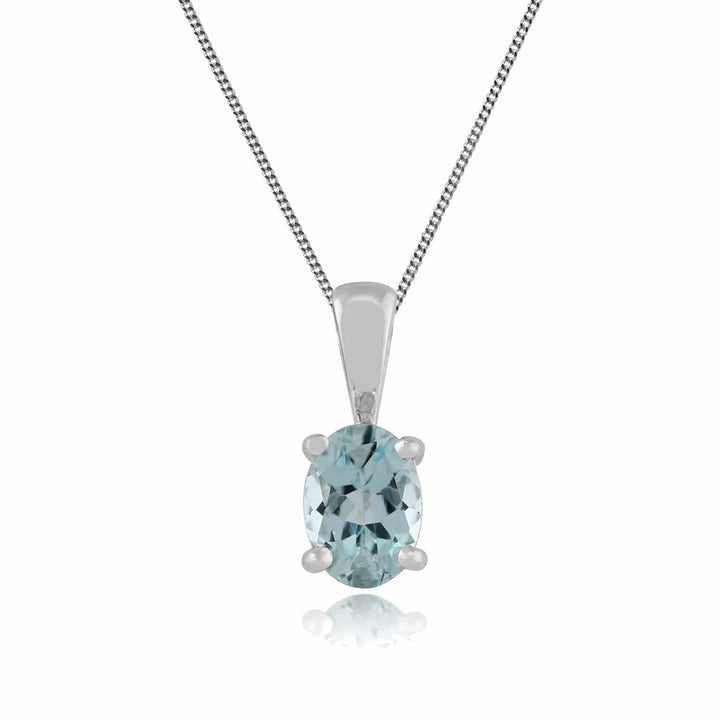 10836 Classic Oval Aquamarine Pendant in 9ct White Gold 1