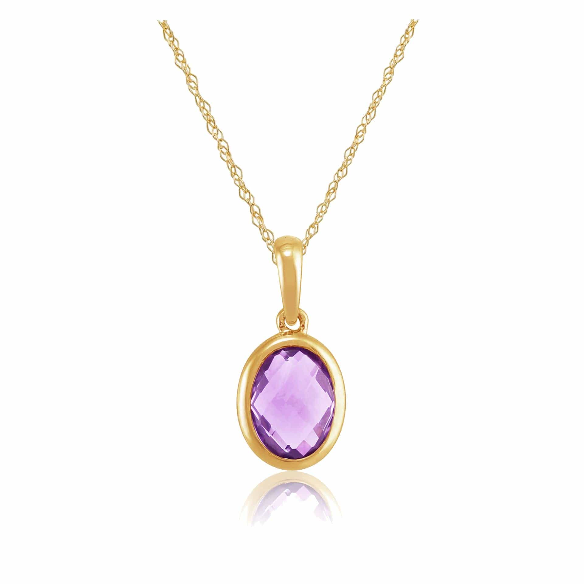 22518 Classic Oval Amethyst Pendant in 9ct Yellow Gold 1