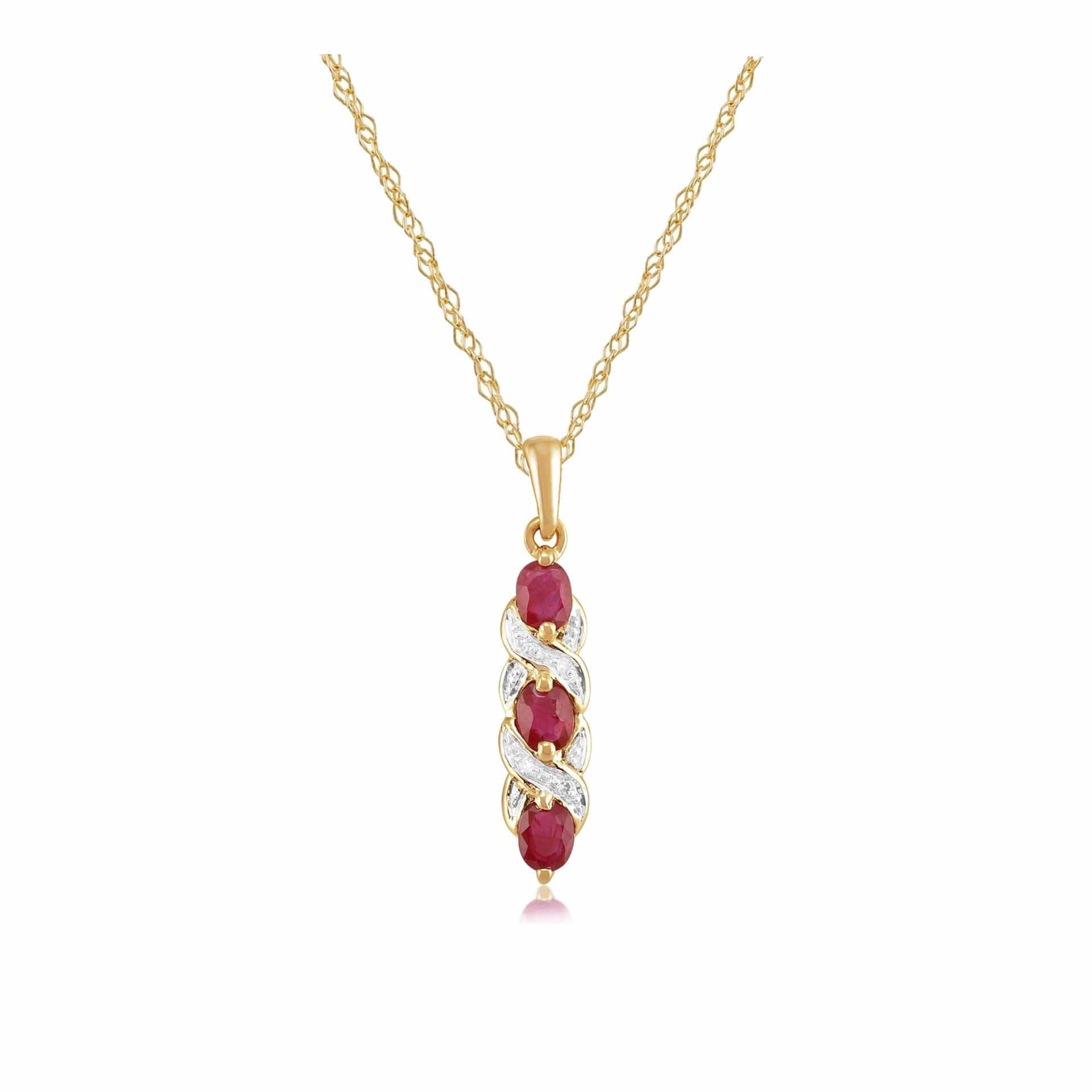 8189 Art Nouveau Style Ruby & Diamond Pendant in 9ct Yellow Gold  1