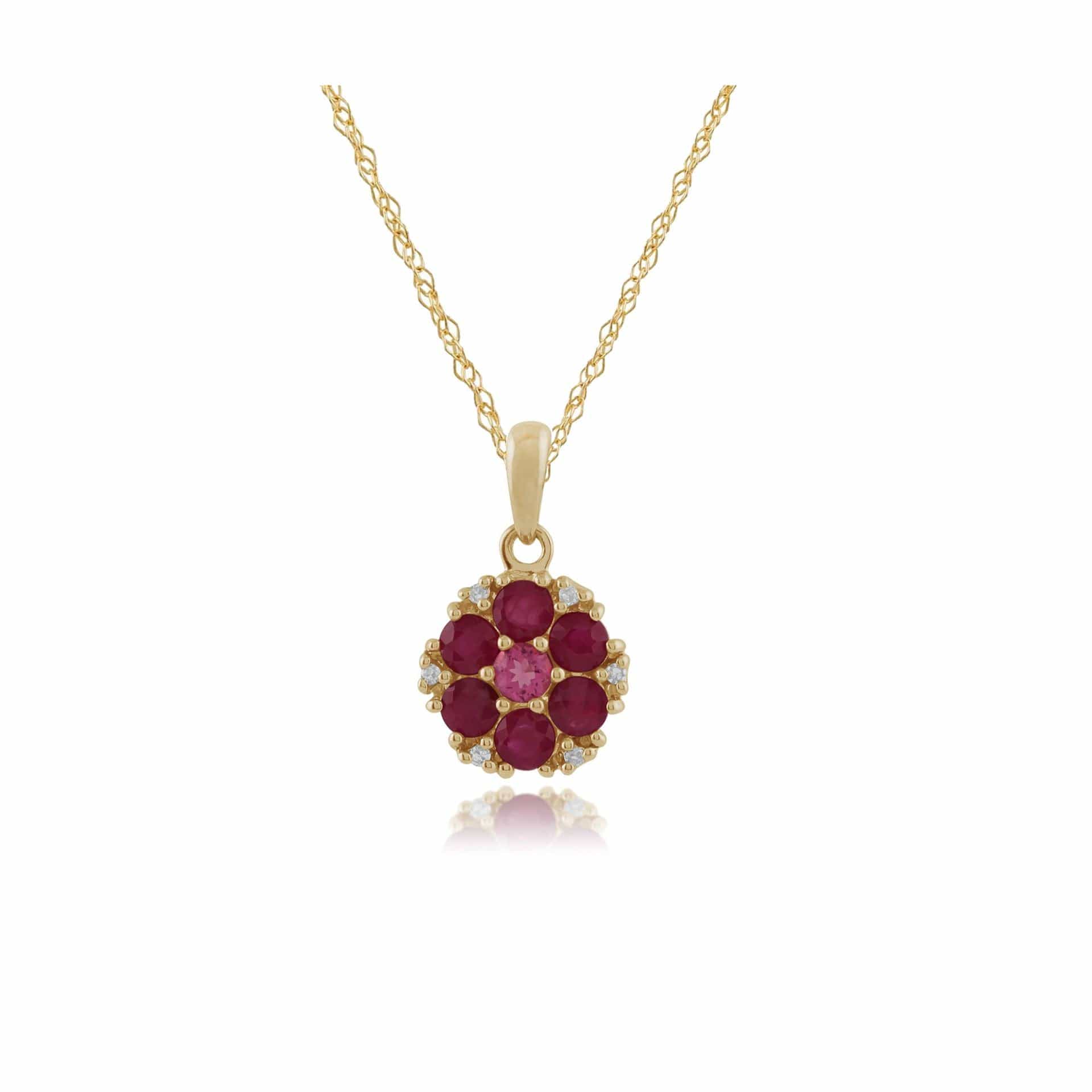 Floral Ruby, Pink Tourmaline & Diamond Locket Pendant on Chain Image 1