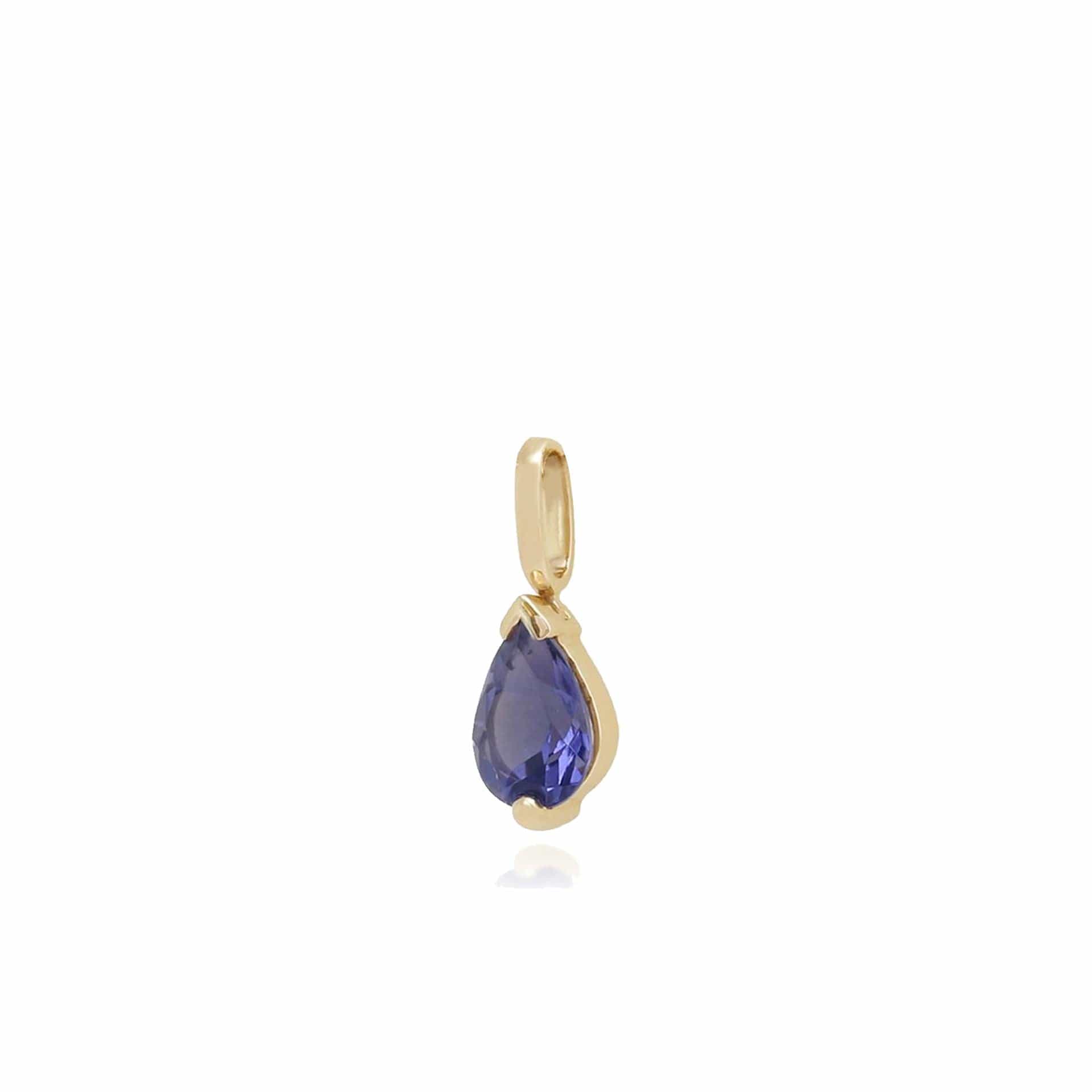 Classic Pear Iolite Claw Set Single Stone Pendant in 9ct Yellow Gold