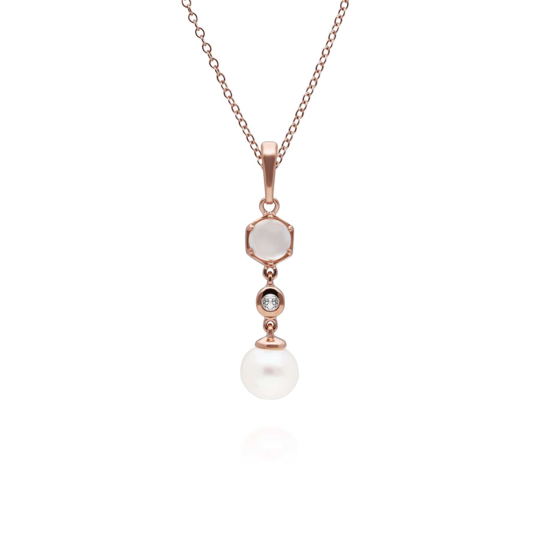 Modern Pearl, Moonstone & Topaz Drop Pendant in Gold Plated Sterling Silver
