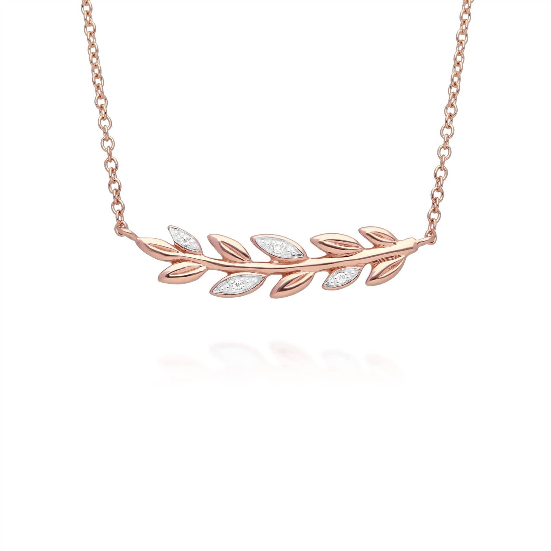 9ct Rose Gold O Leaf Diamond Necklace