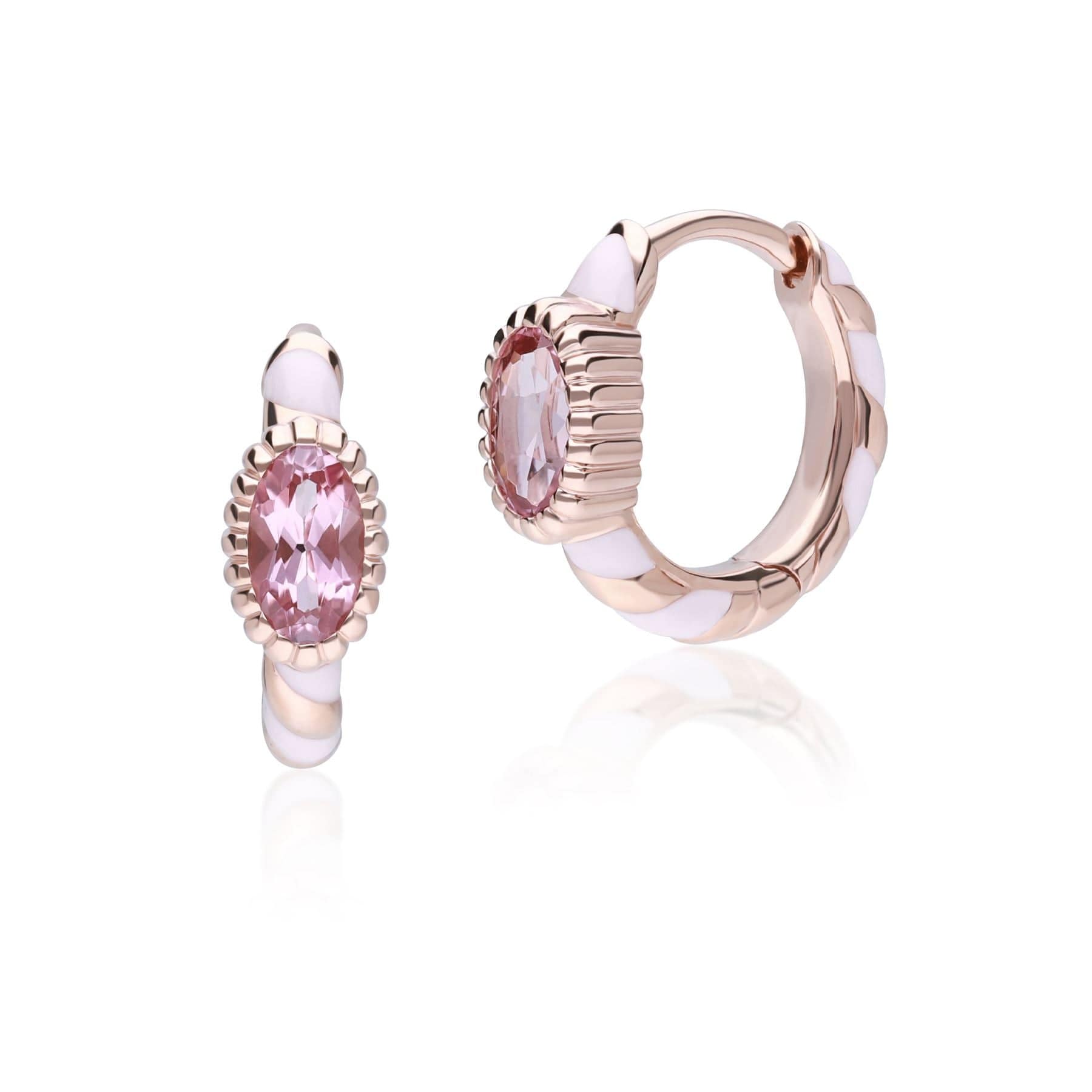 Siberian Waltz Enamel & Pink Tourmaline Hoop Earrings In Rose Gold Plated Silver - Gemondo