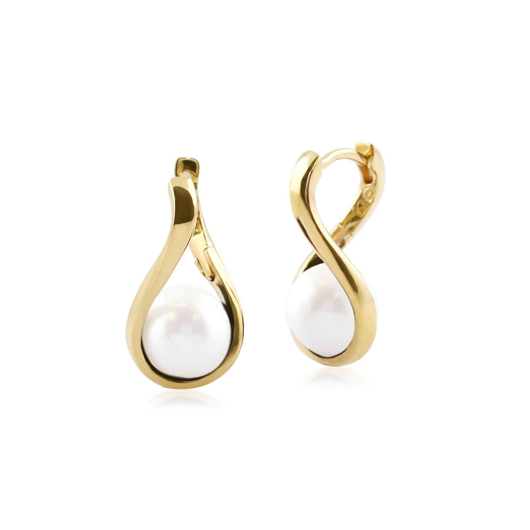 Kosmos White Agate Orb Earrings in Yellow Gold Plated Sterling Silver - Gemondo