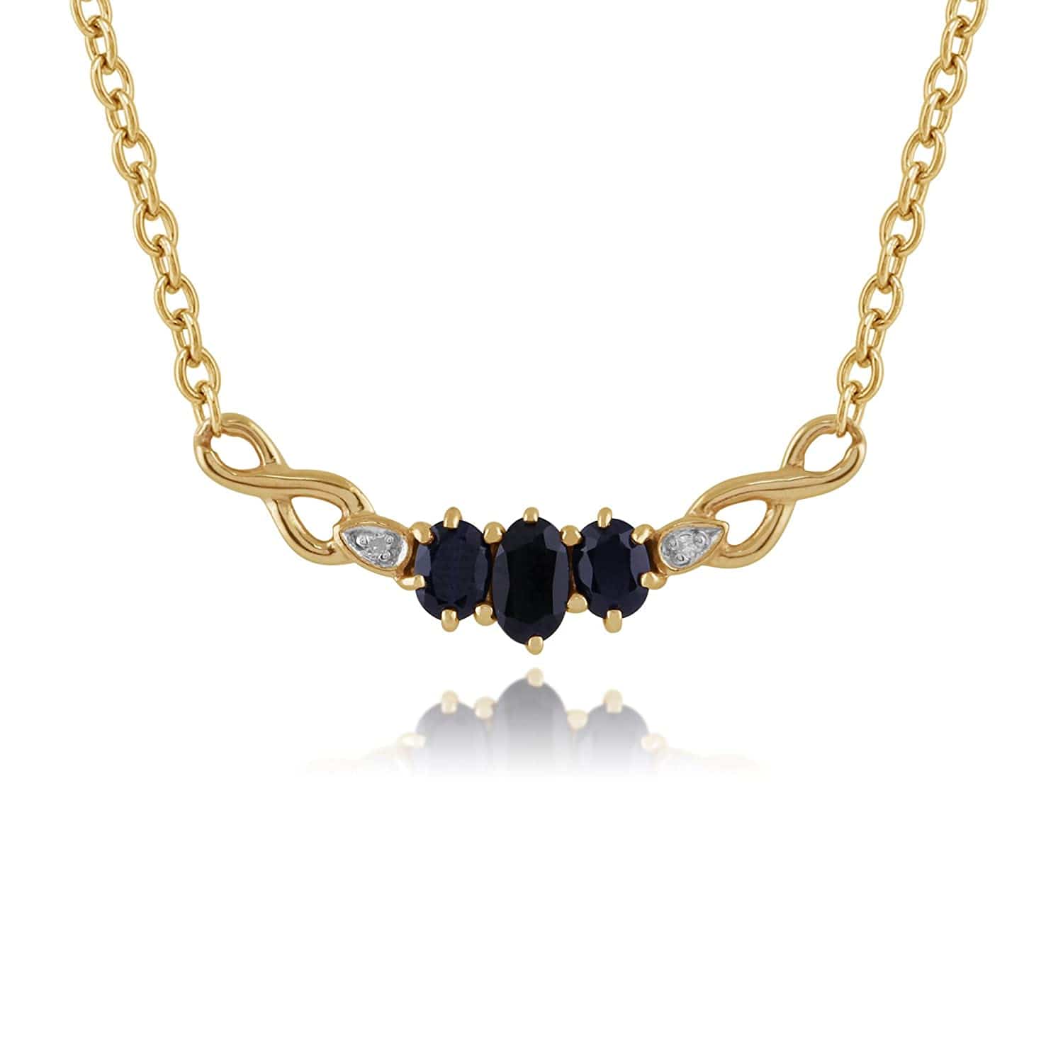 10414 Infinity Sapphire & Diamond Necklace in 9ct Yellow Gold 1