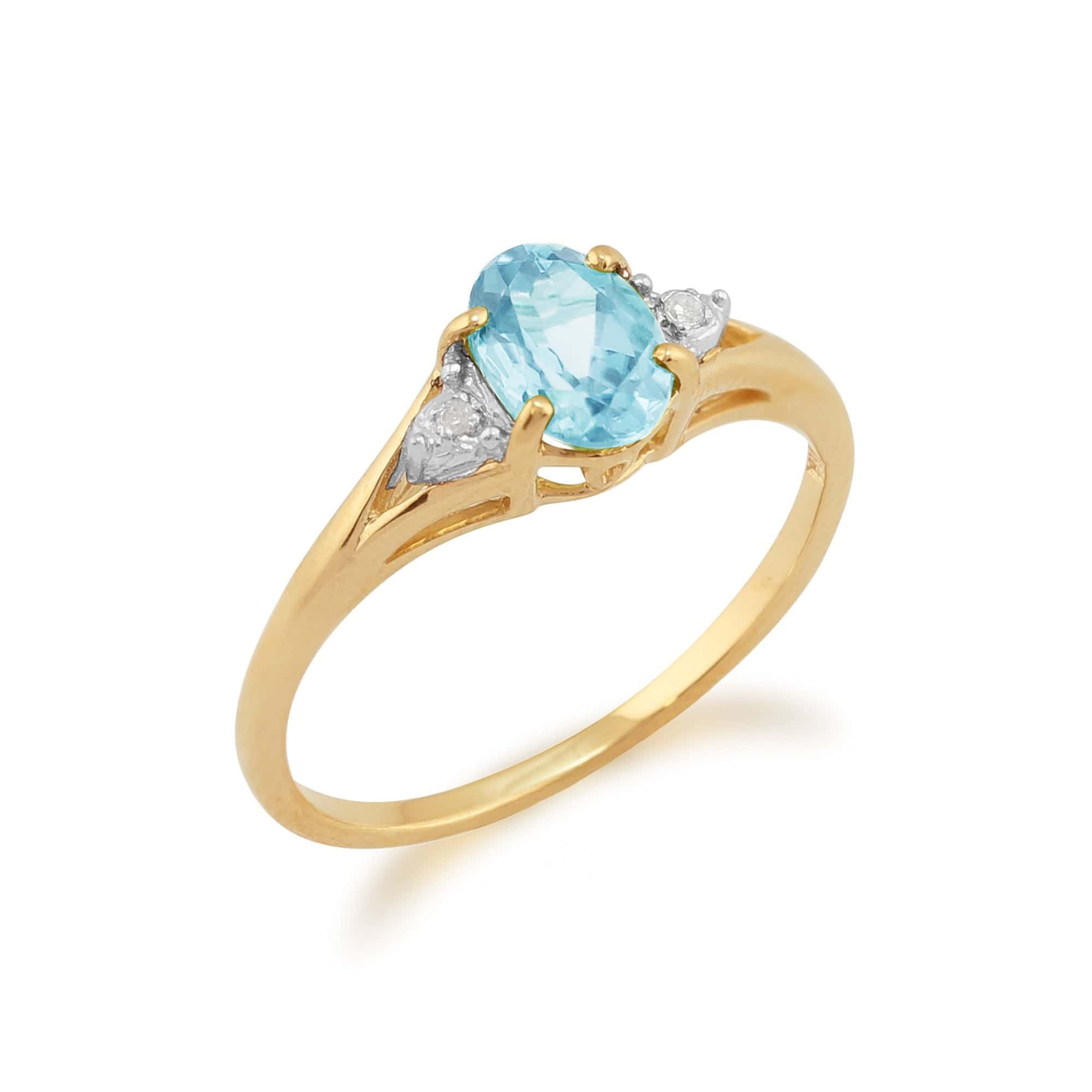 Classic Blue Topaz & Diamond Ring in 9ct Yellow Gold  - Gemondo