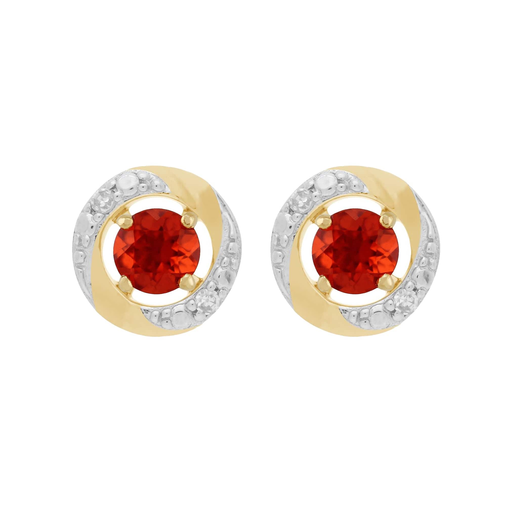 11561-191E0374019 Classic Round Fire Opal Stud Earrings with Detachable Diamond Halo Ear Jacket in 9ct Yellow Gold 1