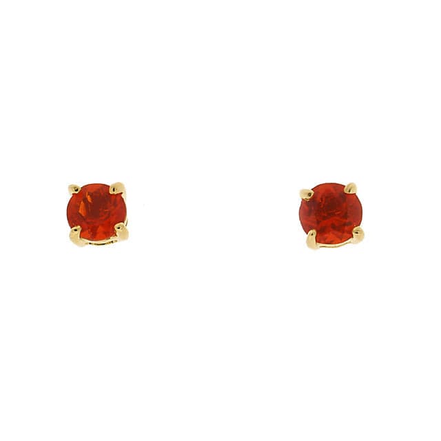Classic Round Fire Opal Stud Earrings with Detachable Diamond Halo Ear Jacket in 9ct Yellow Gold - Gemondo