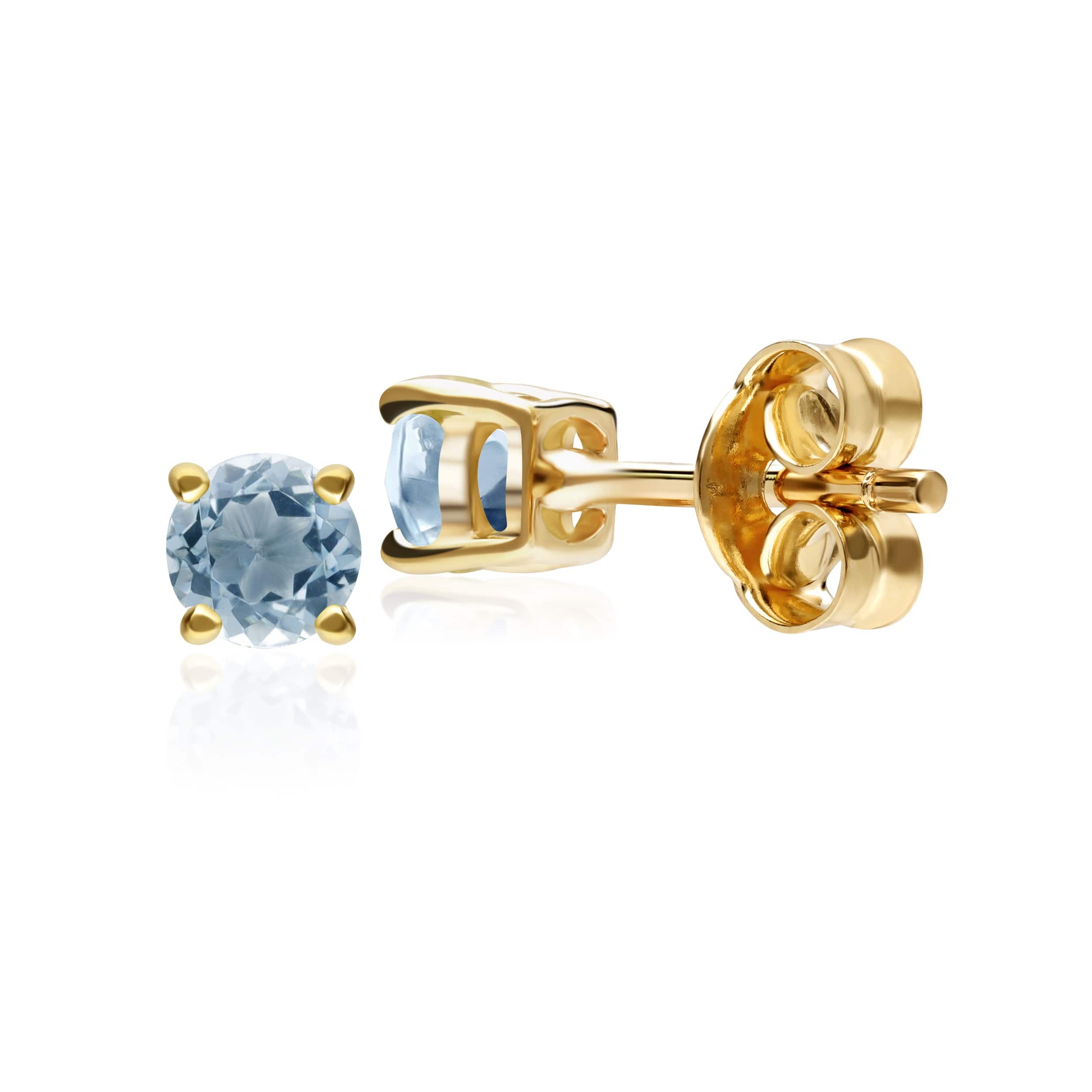 Aquamarine stud earrings in 9ct yellow gold image 2