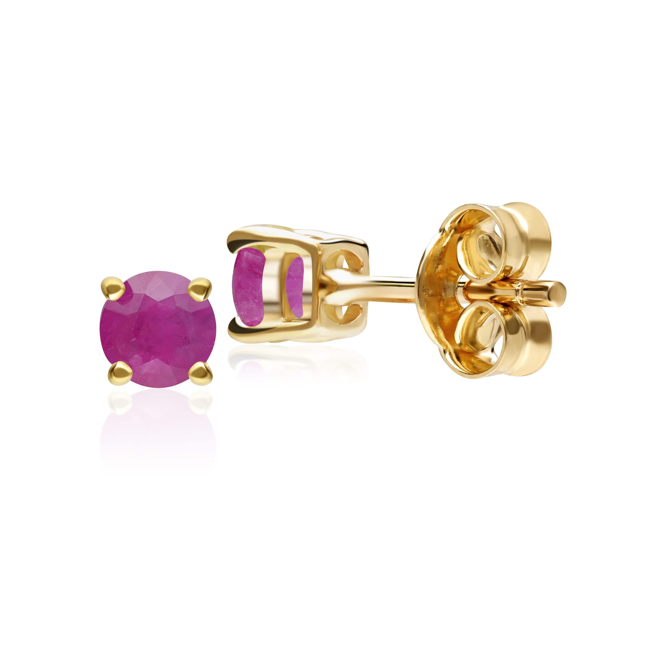 Ruby stud earrings in 9ct yellow gold image 1