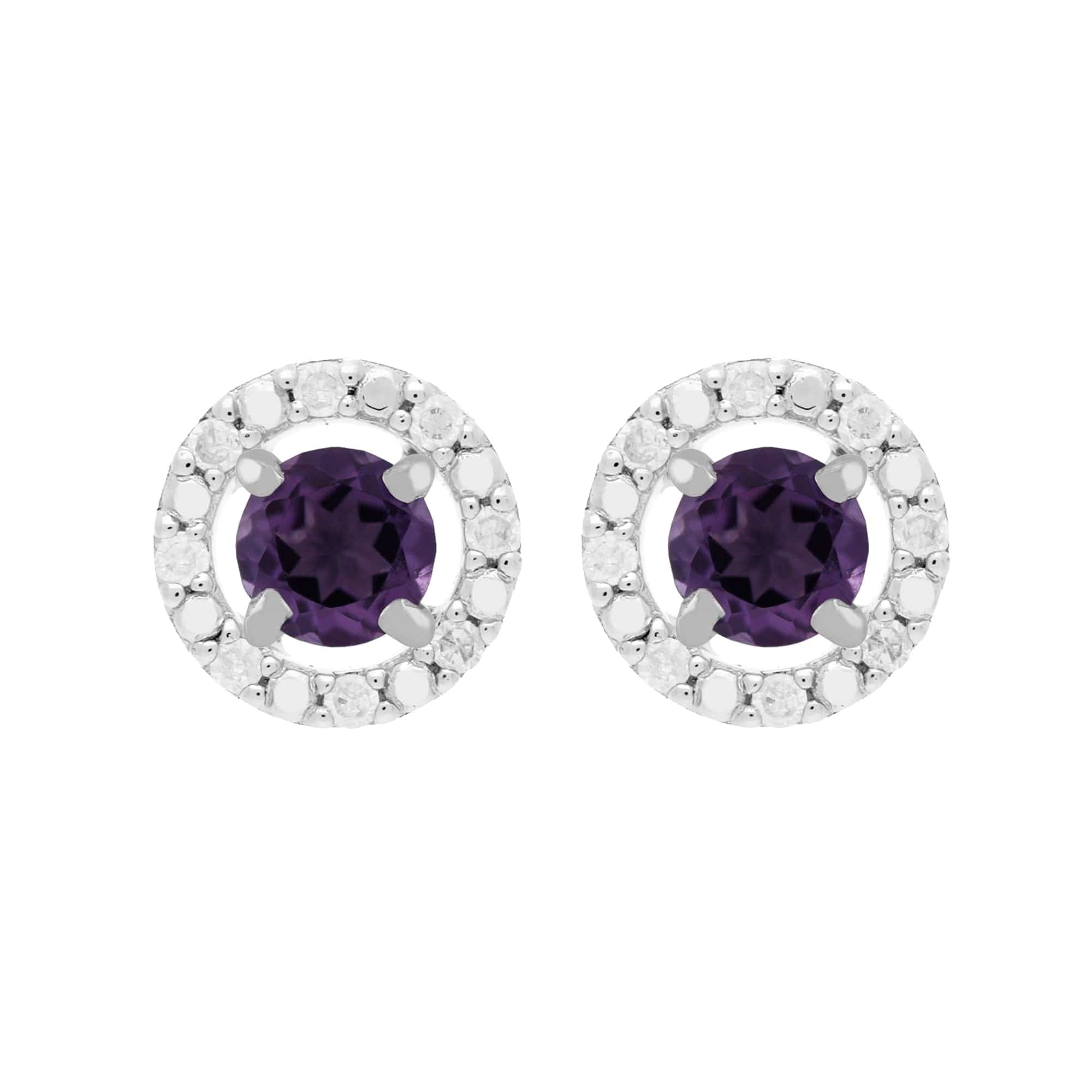 11612-162E0228019 Classic Round Amethyst Stud Earrings with Detachable Diamond Round Ear Jacket in 9ct White Gold 1