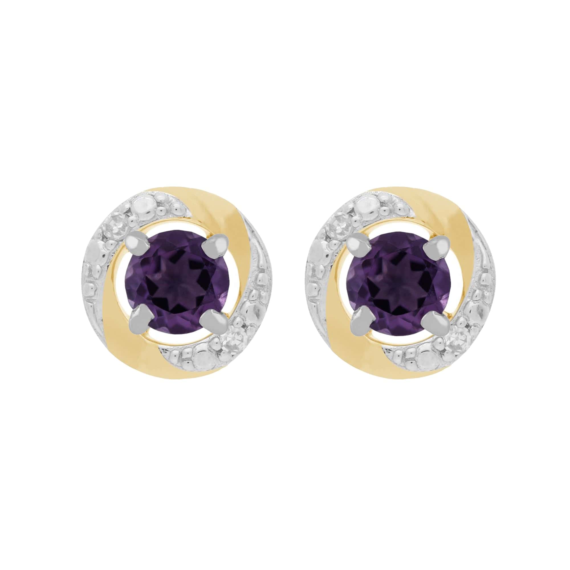 11612-191E0374019 9ct White Gold Amethyst Stud Earrings with Detachable Diamond Halo Ear Jacket in 9ct Yellow Gold 1