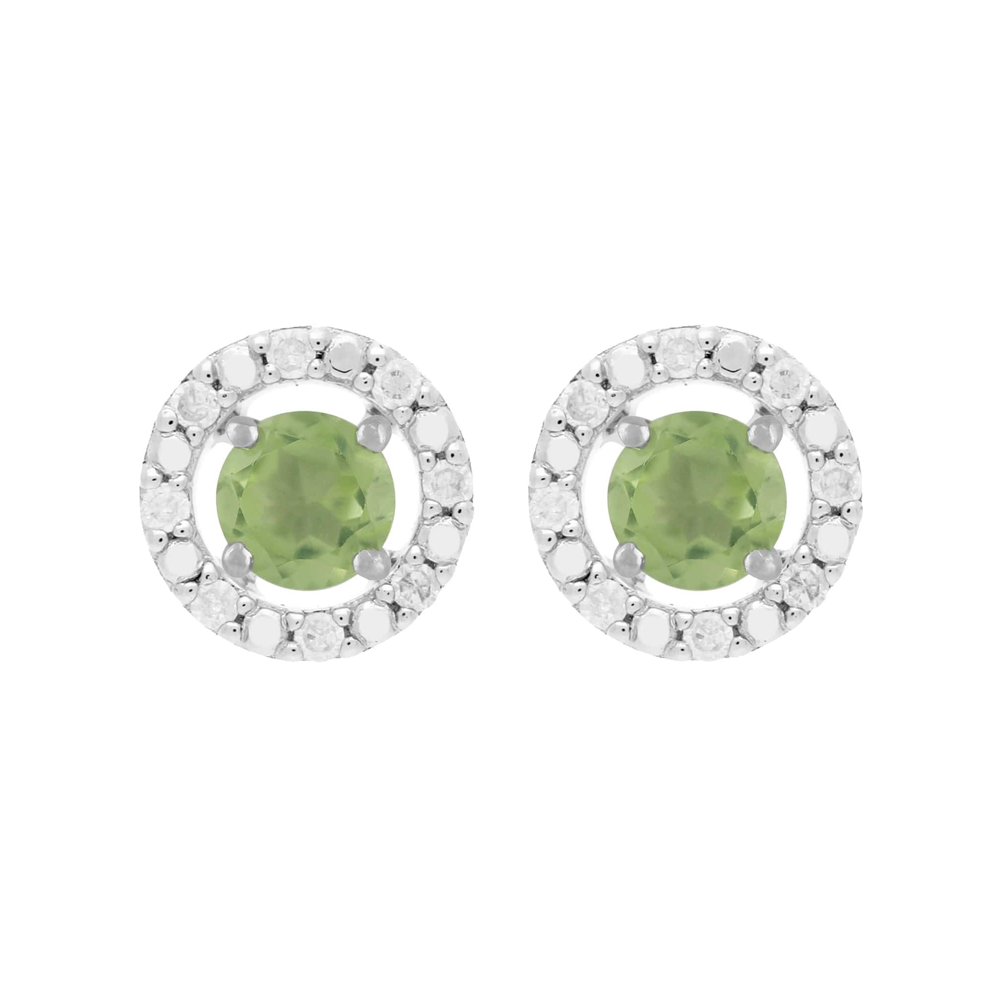 11614-162E0228019 Classic Round Peridot Stud Earrings with Detachable Diamond Round Ear Jacket in 9ct White Gold 1