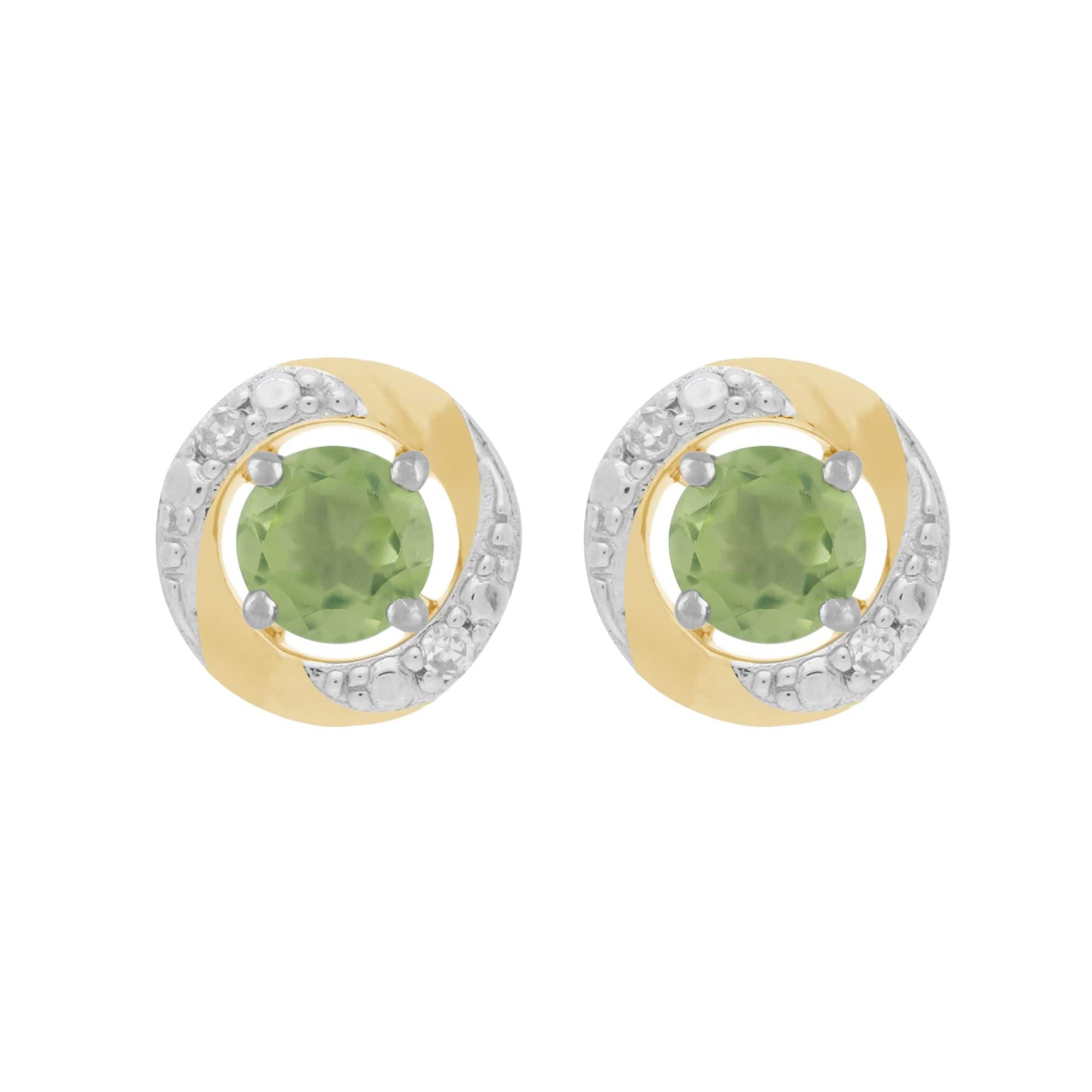 9ct White Gold Peridot Stud Earrings & Diamond Halo Ear Jacket Image 1 
