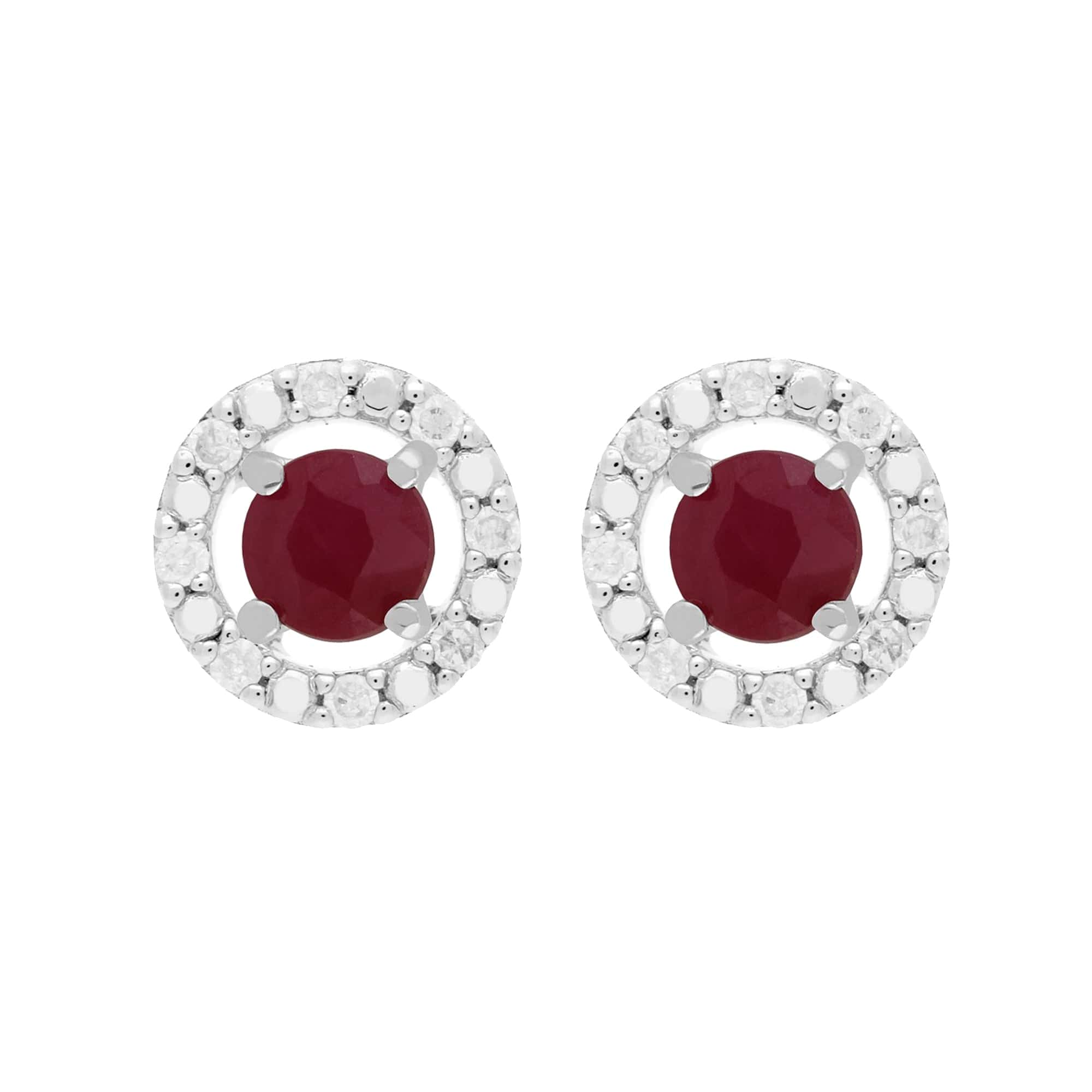 11622-162E0228019 Classic Round Ruby Stud Earrings with Detachable Diamond Round Ear Jacket in 9ct White Gold 1