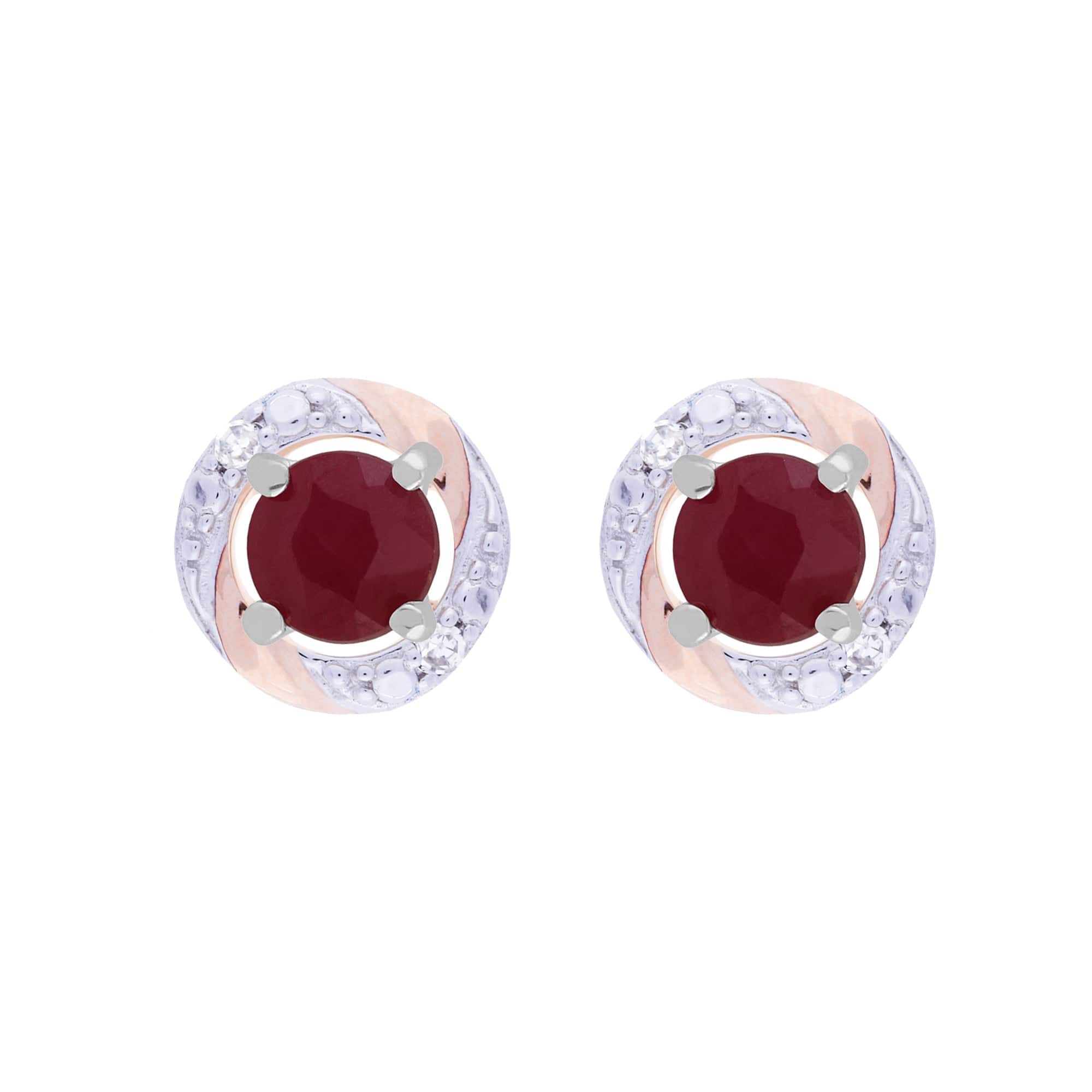 11622-191E0378019 Classic Round Ruby Stud Earrings with Detachable Diamond Round Earrings Jacket Set in 9ct White Gold 1