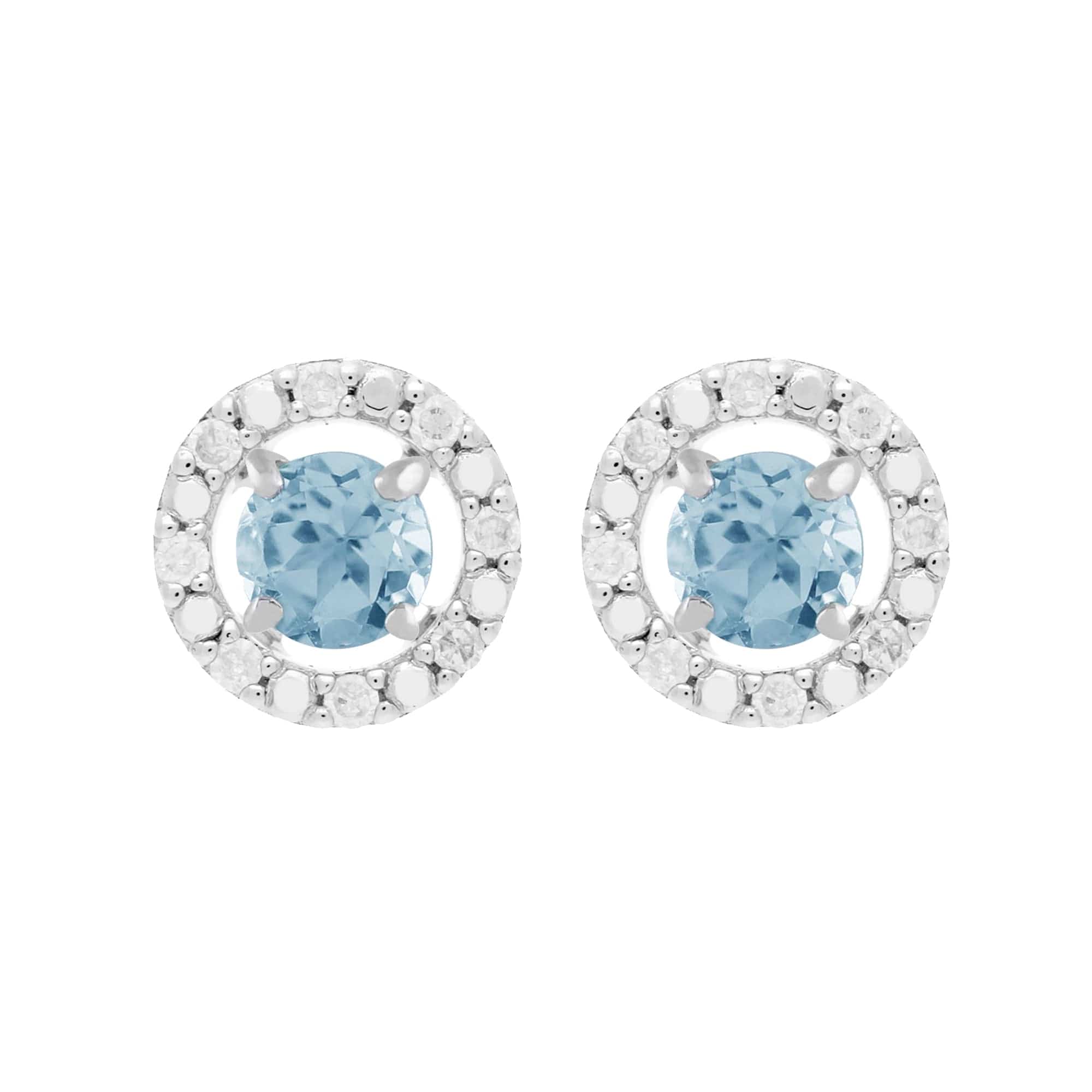 11623-162E0228019 Classic Round Blue Topaz Stud Earrings with Detachable Diamond Round Ear Jacket in 9ct White Gold 1