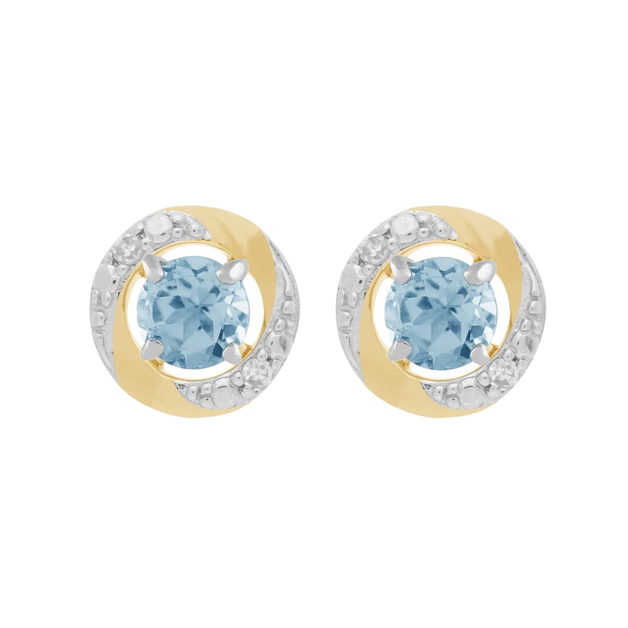 11623-191E0374019 9ct White Gold Blue Topaz Stud Earrings with Detachable Diamond Halo Ear Jacket in 9ct Yellow Gold 1