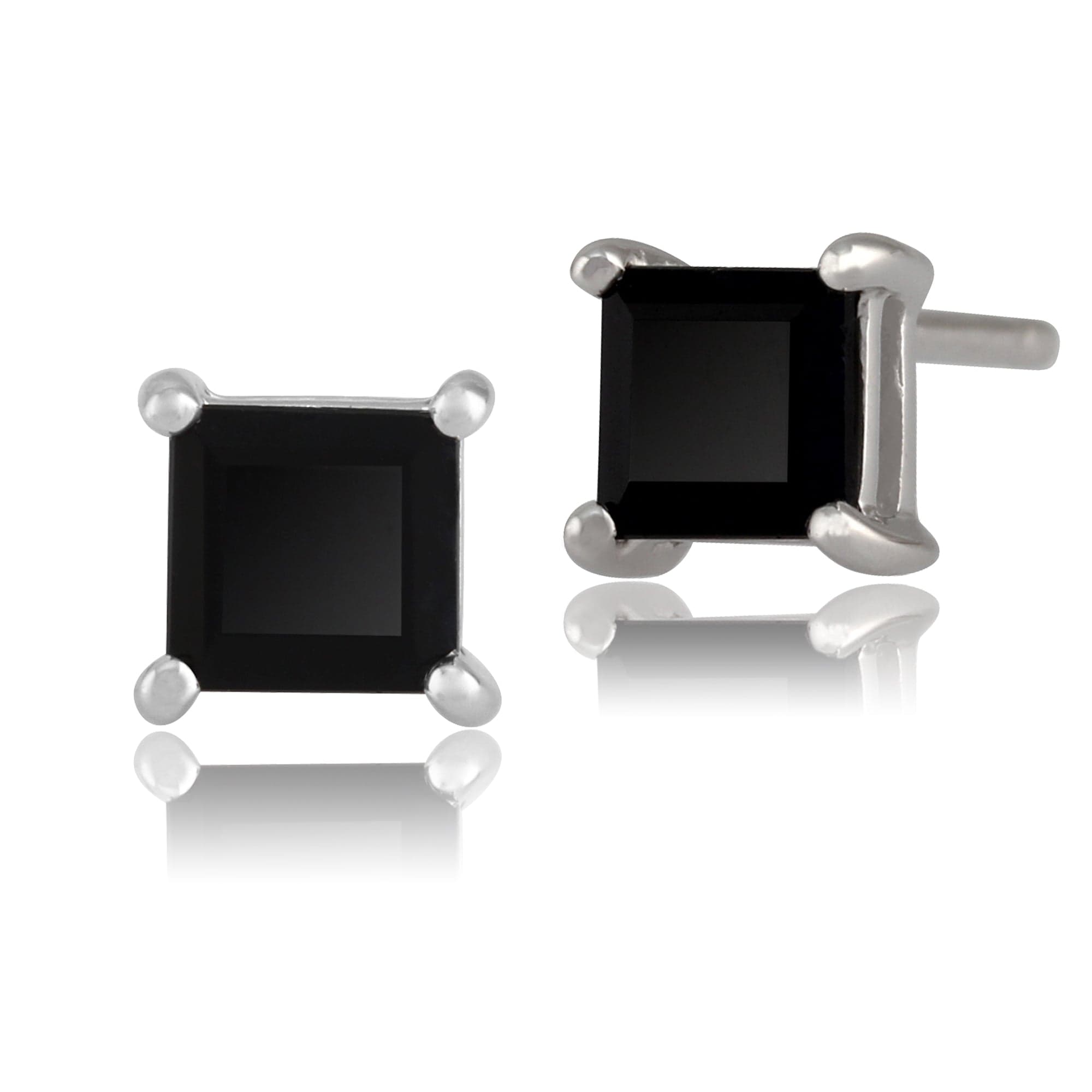 Classic Square Sapphire Stud Earrings in 9ct White Gold 4mm - Gemondo