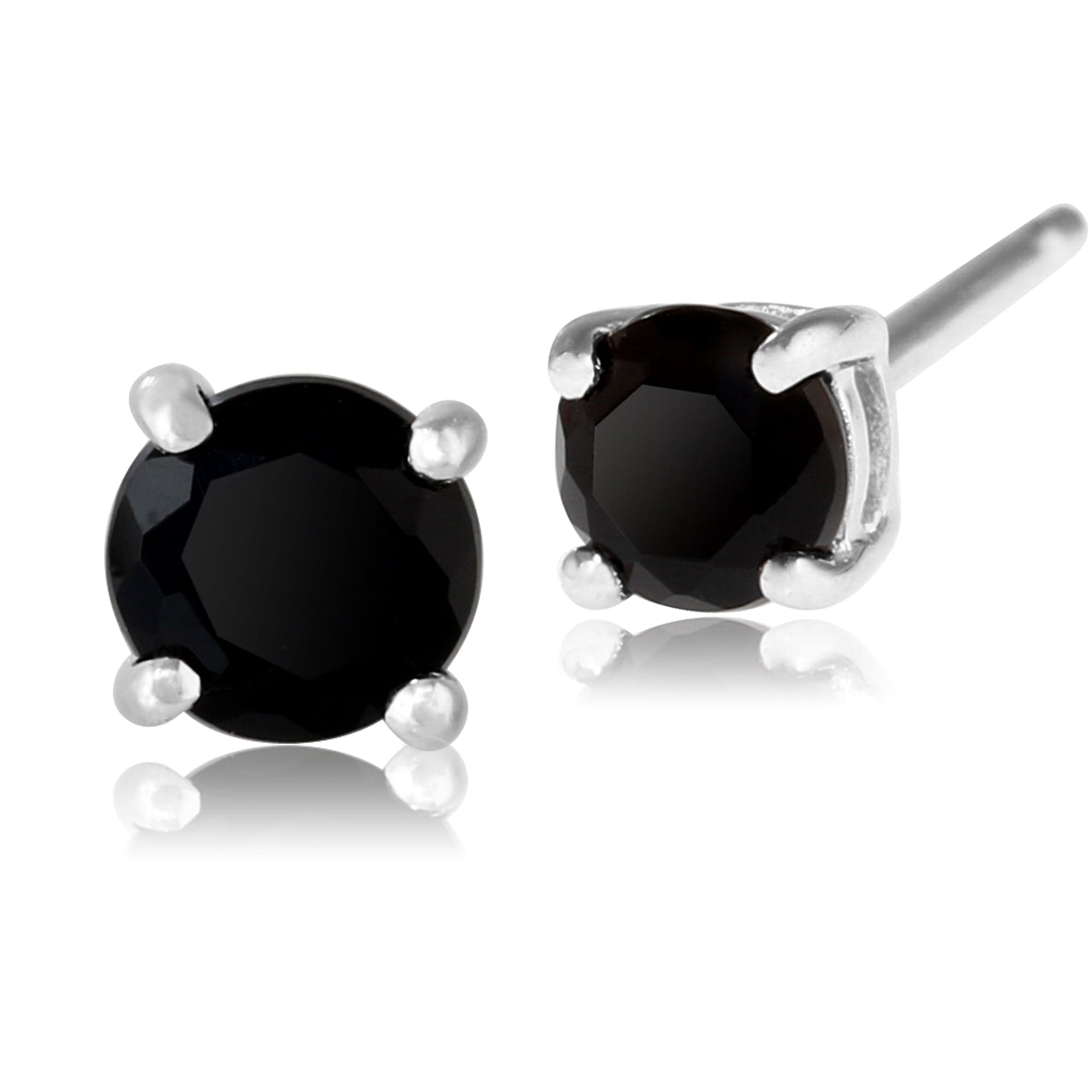 9ct White Gold Black Onyx Stud Earrings with Detachable Diamond Halo Ear Jacket in 9ct Yellow Gold - Gemondo