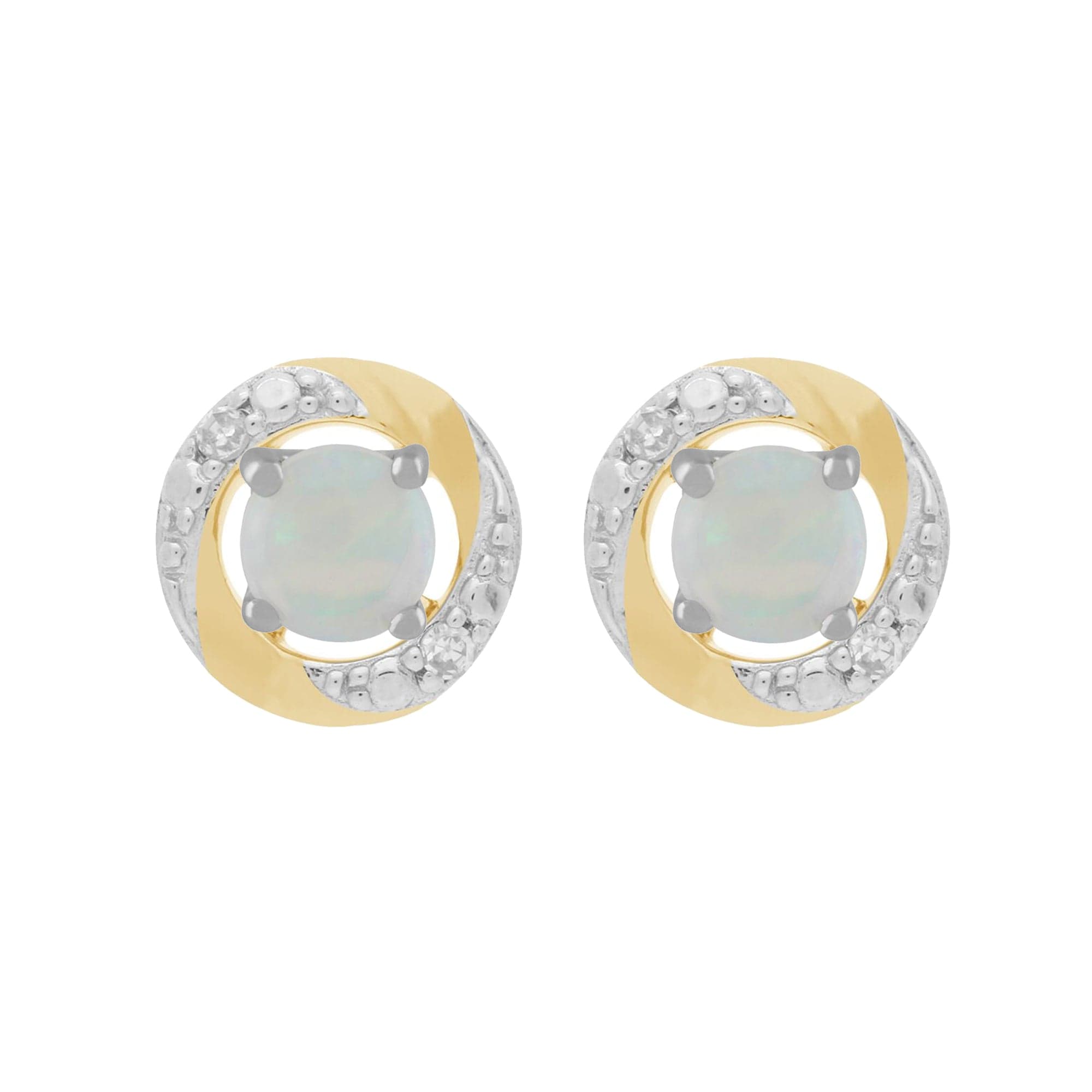 9ct White Gold Opal Stud Earrings & Diamond Halo Ear Jacket Image 1 