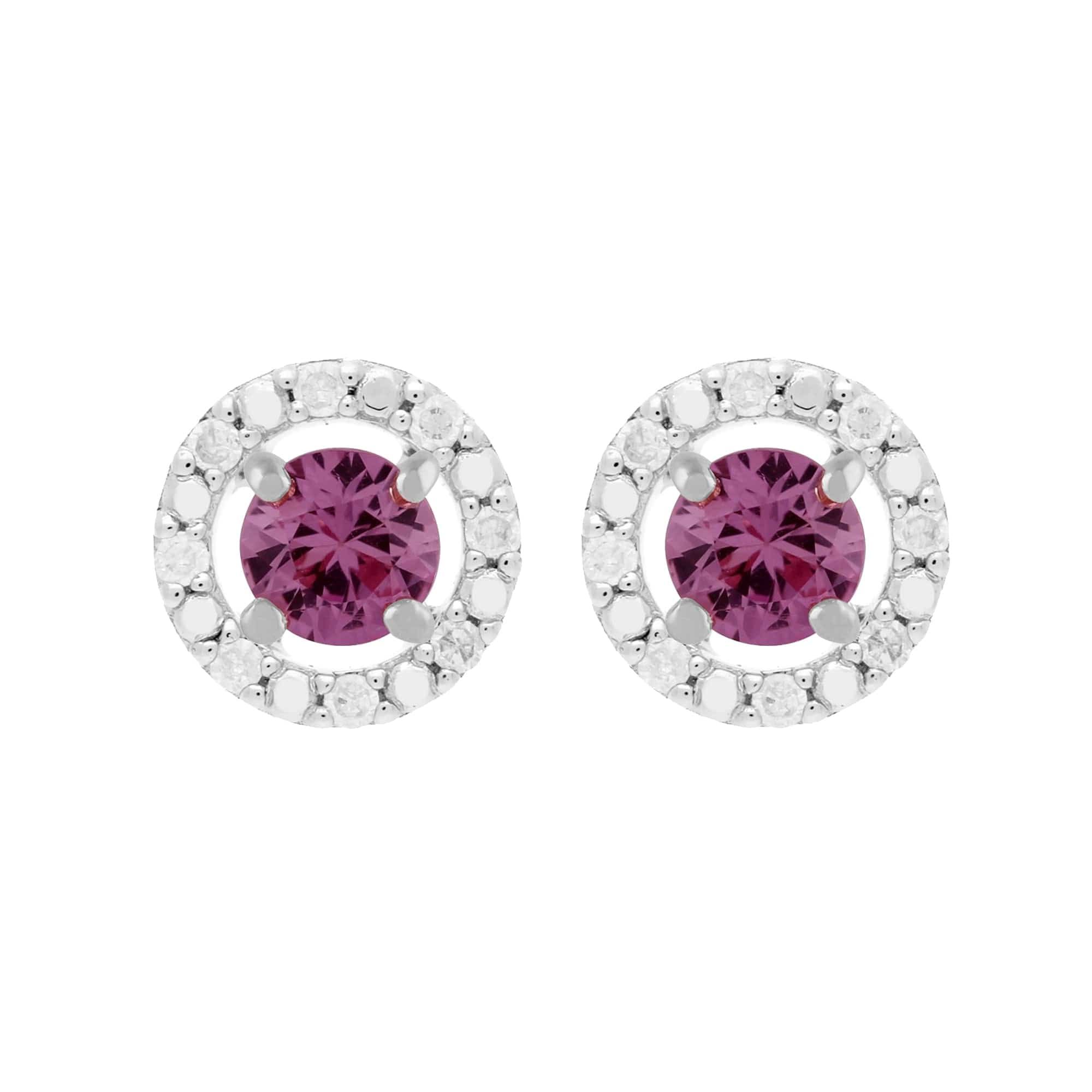 117E0031159-162E0228019 Classic Round Pink Sapphire Stud Earrings and Detachable Diamond Round Jacket in 9ct White Gold 1