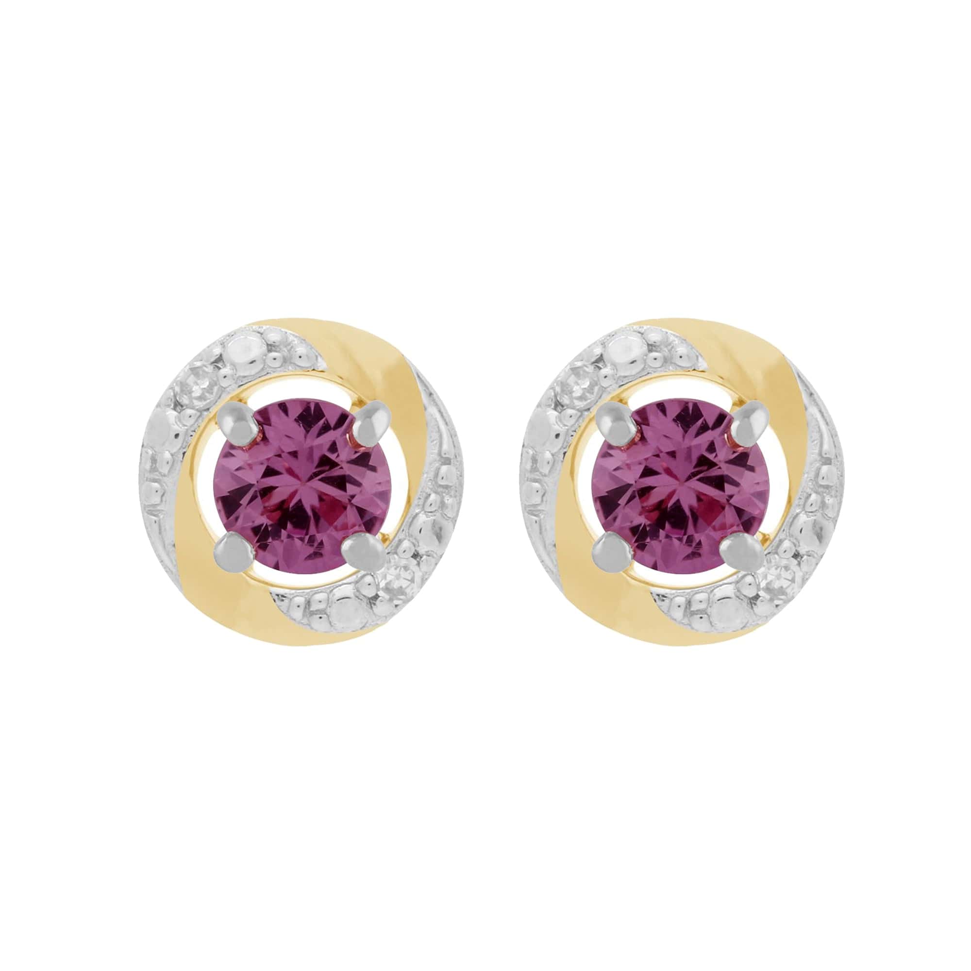 117E0031159-191E0374019 9ct White Gold Pink Sapphire Stud Earrings with Detachable Diamond Halo Ear Jacket in 9ct Yellow Gold 1