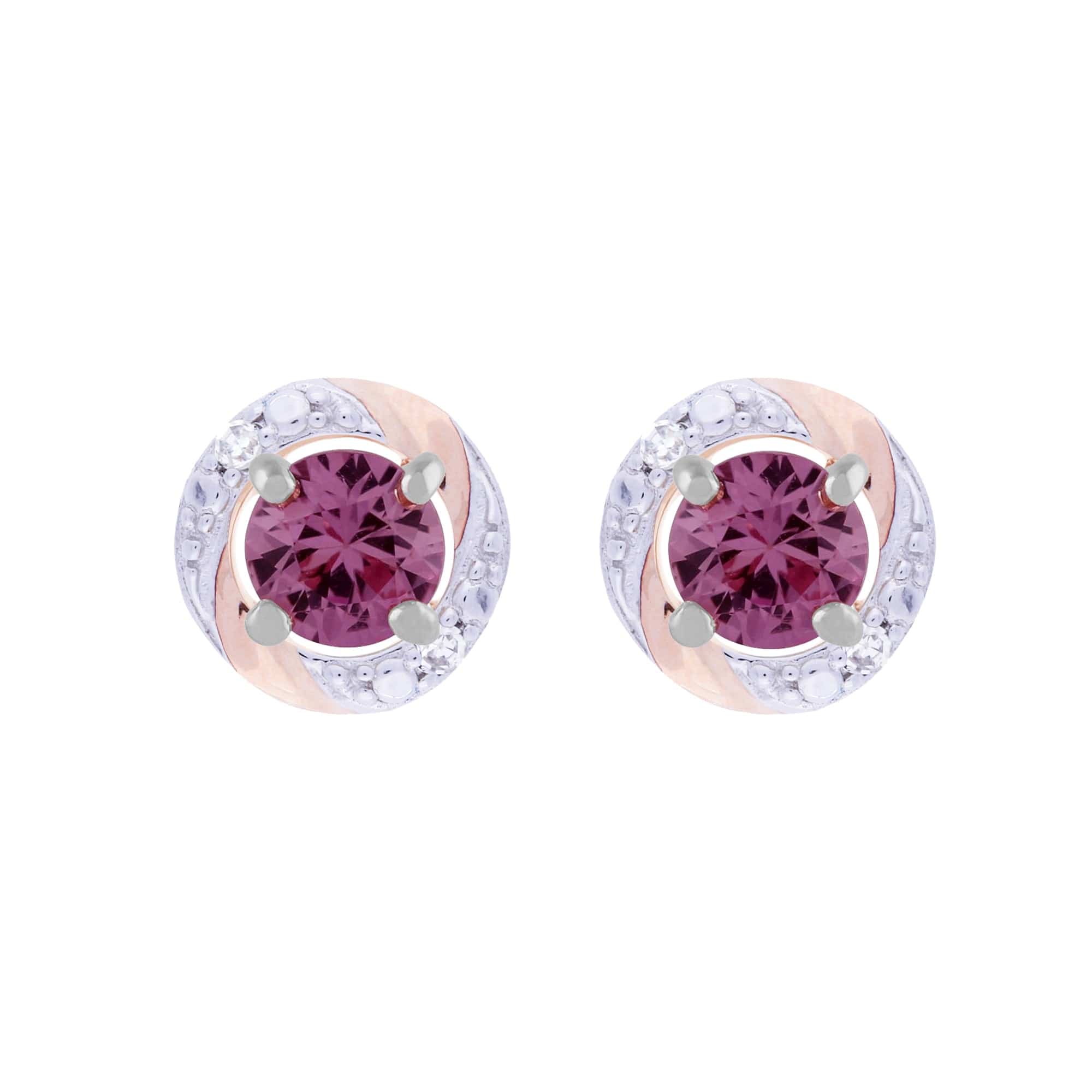 Classic Pink Sapphire Stud Earrings & Diamond Round Earring Jacket Set Image 1