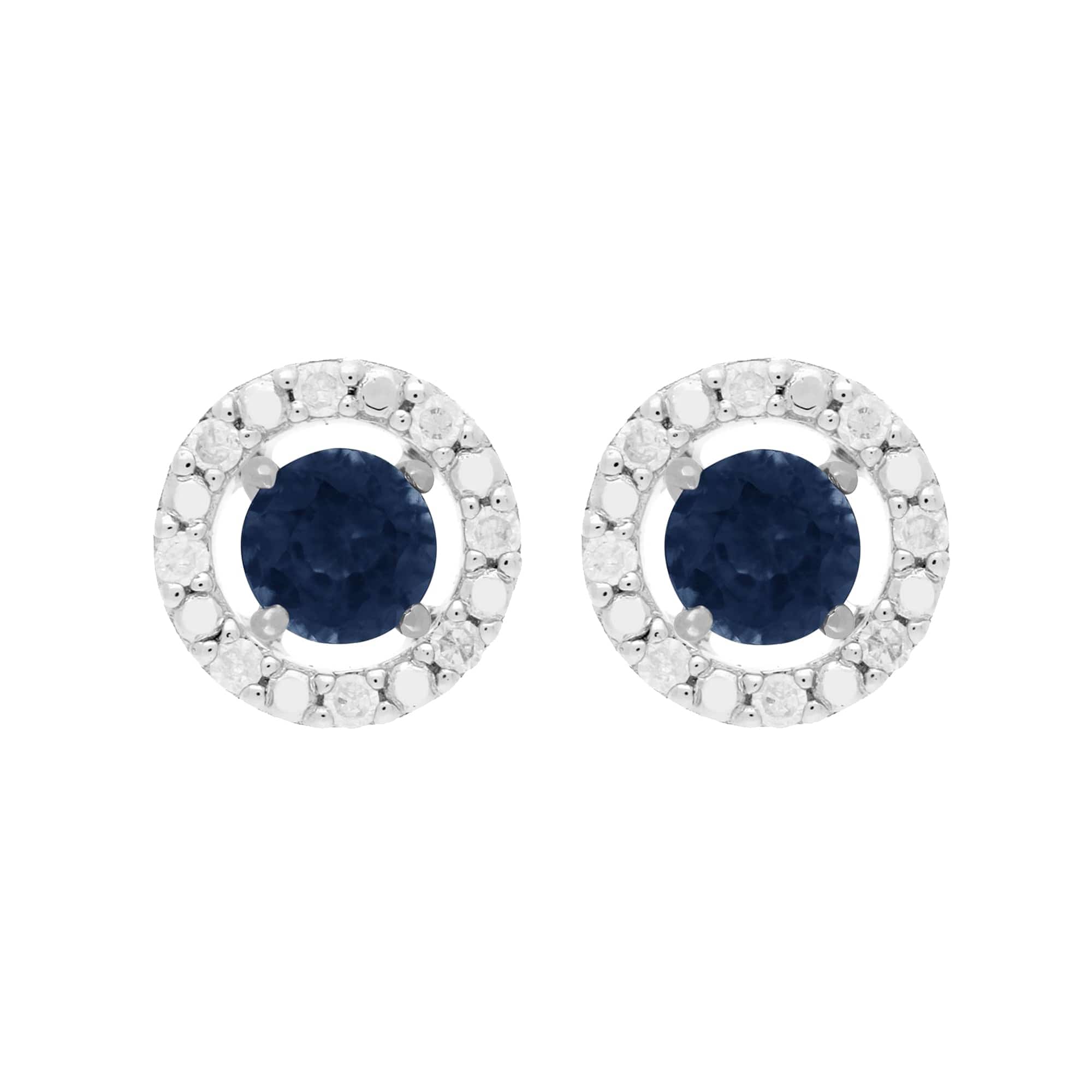 Classic Blue Sapphire Stud Earrings and Diamond Round Jacket Image 1 