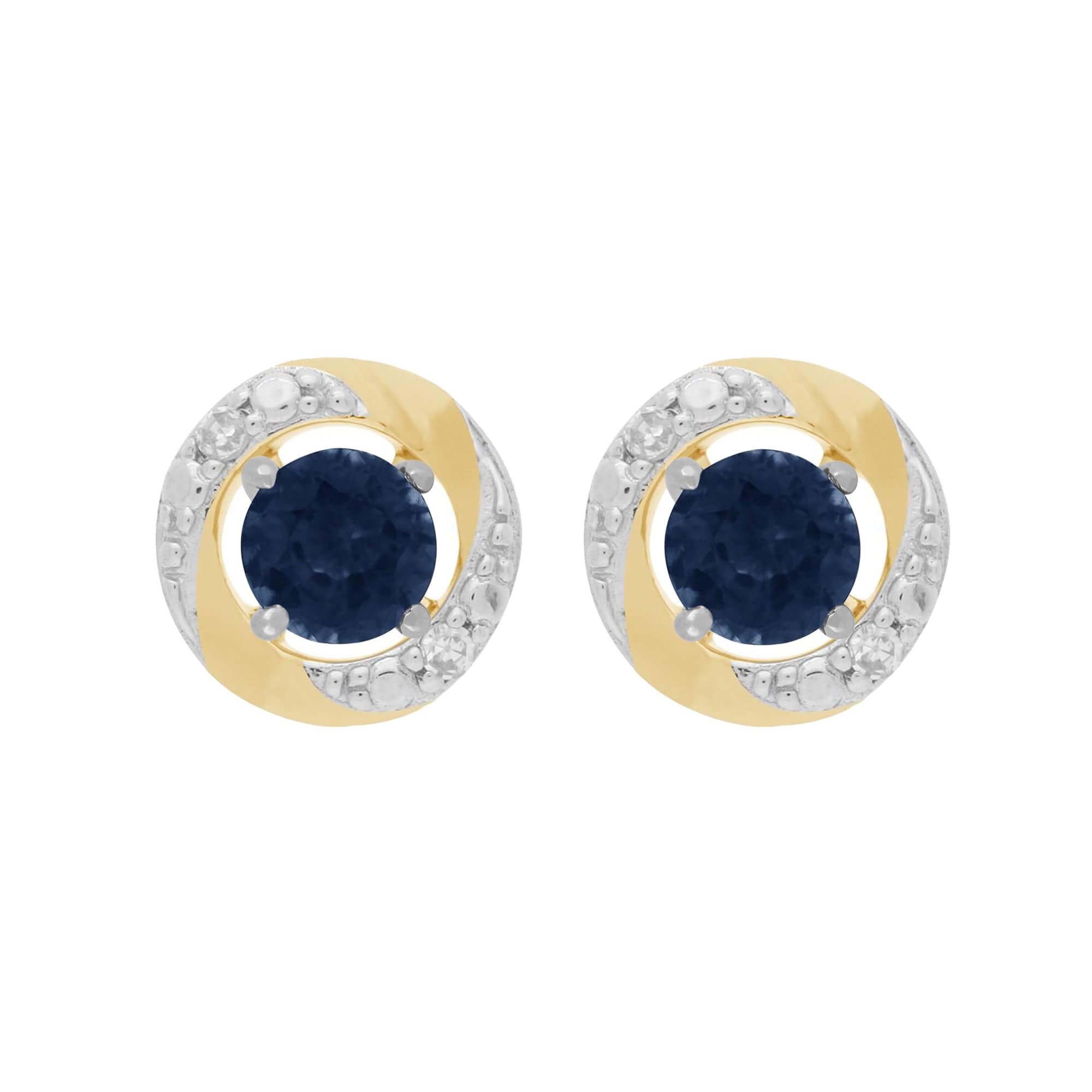 117E0031169-191E0374019 9ct White Gold Blue Sapphire Stud Earrings with Detachable Diamond Halo Ear Jacket in 9ct Yellow Gold 1
