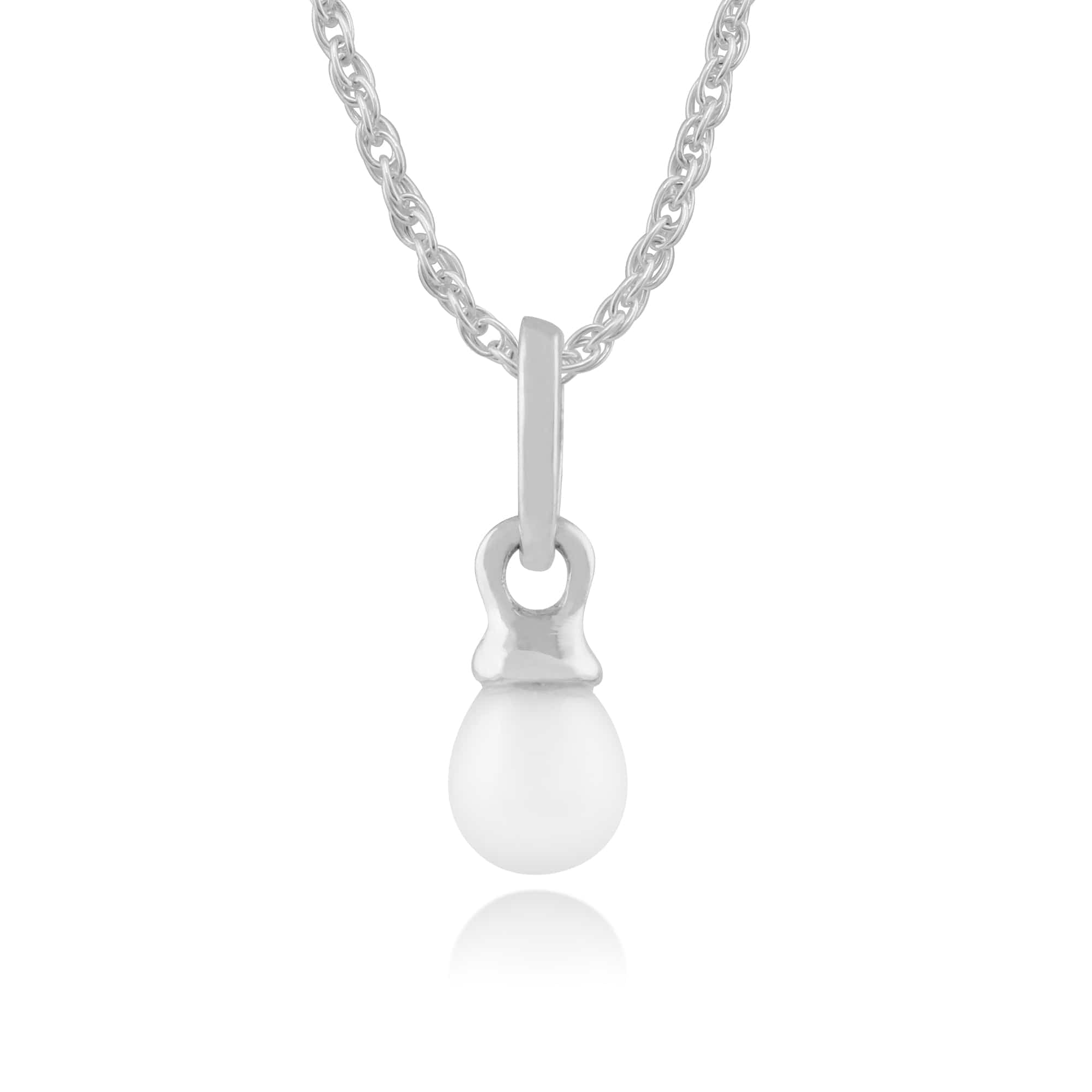 Classic Freshwater Pearl Pendant in 9ct White Gold - Gemondo
